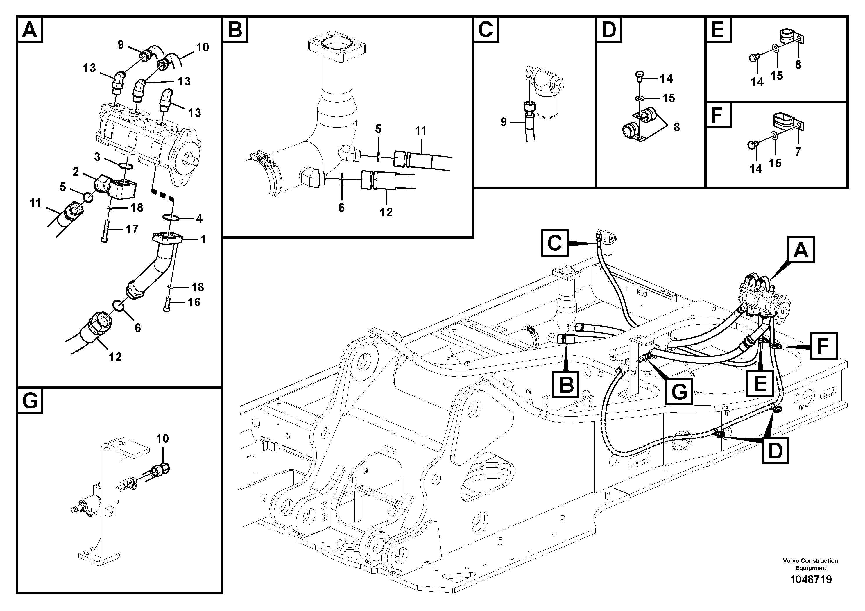 Схема запчастей Volvo EC360C - 95861 Working hydraulic, adjustable boom for upper EC360CHR HIGH REACH DEMOLITION