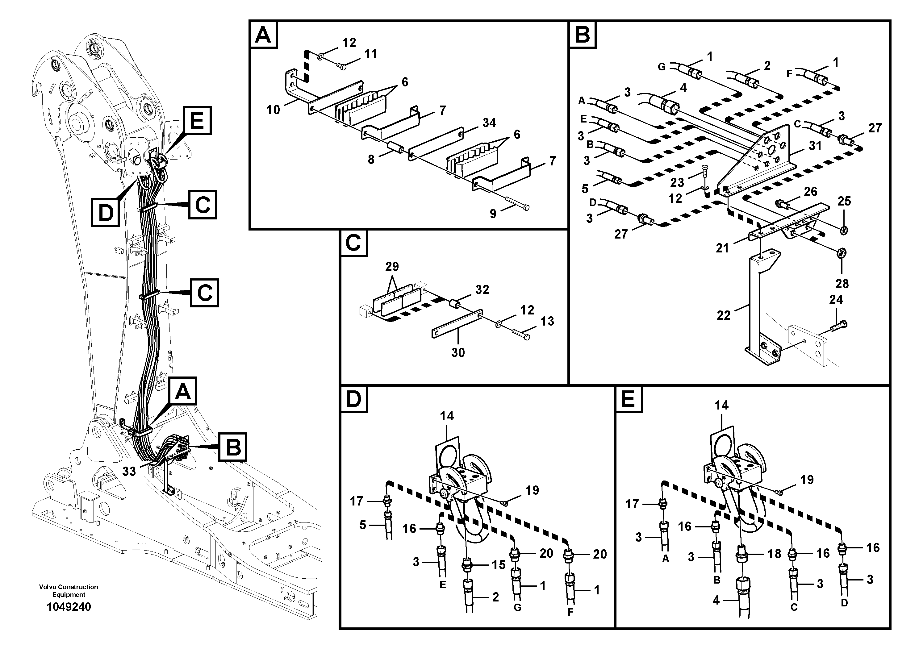 Схема запчастей Volvo EC360C - 56055 Working hydraulics, base boom EC360CHR HIGH REACH DEMOLITION