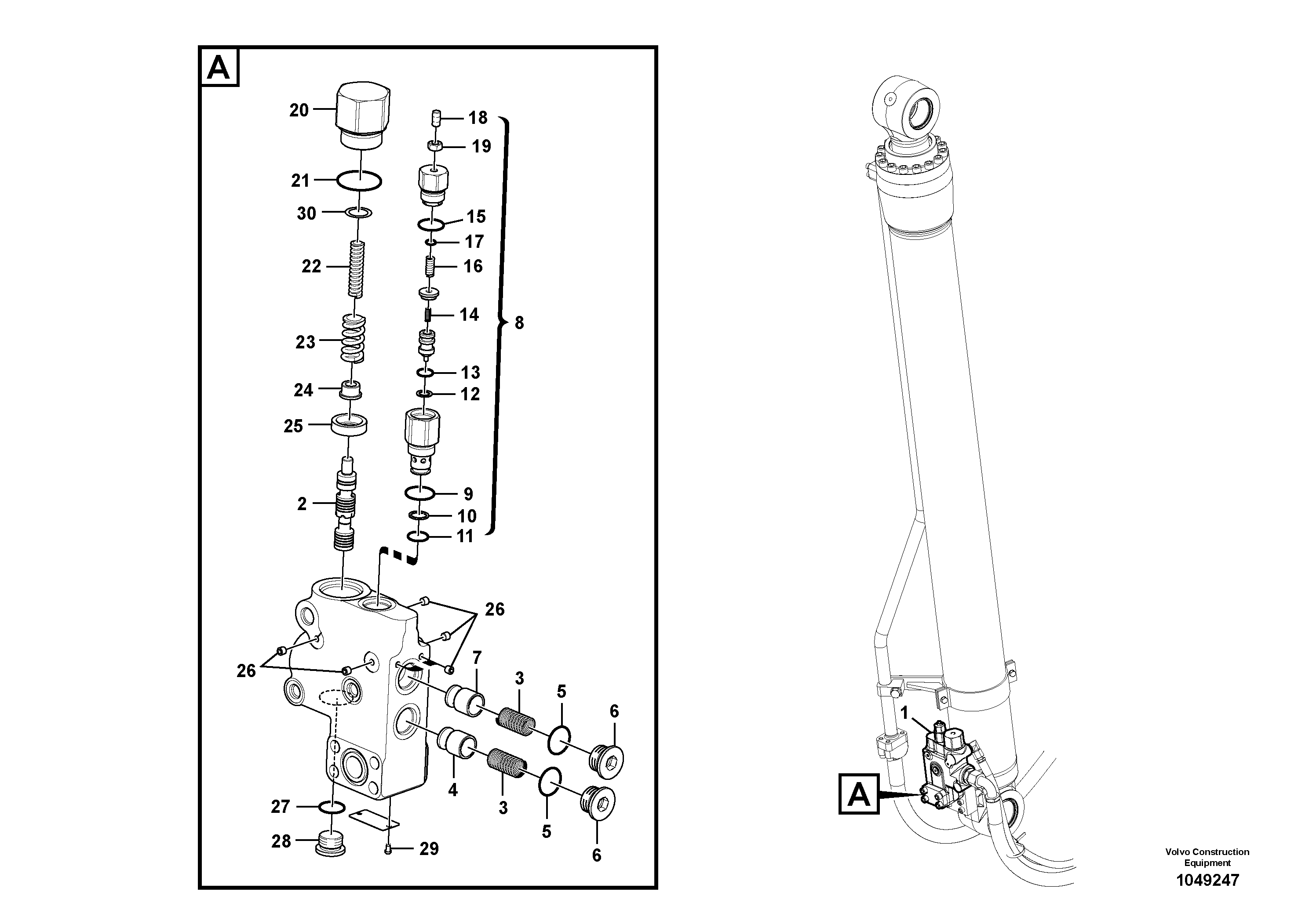 Схема запчастей Volvo EC360C - 56246 Working hydraulics, demolition arm rupture valve EC360CHR HIGH REACH DEMOLITION