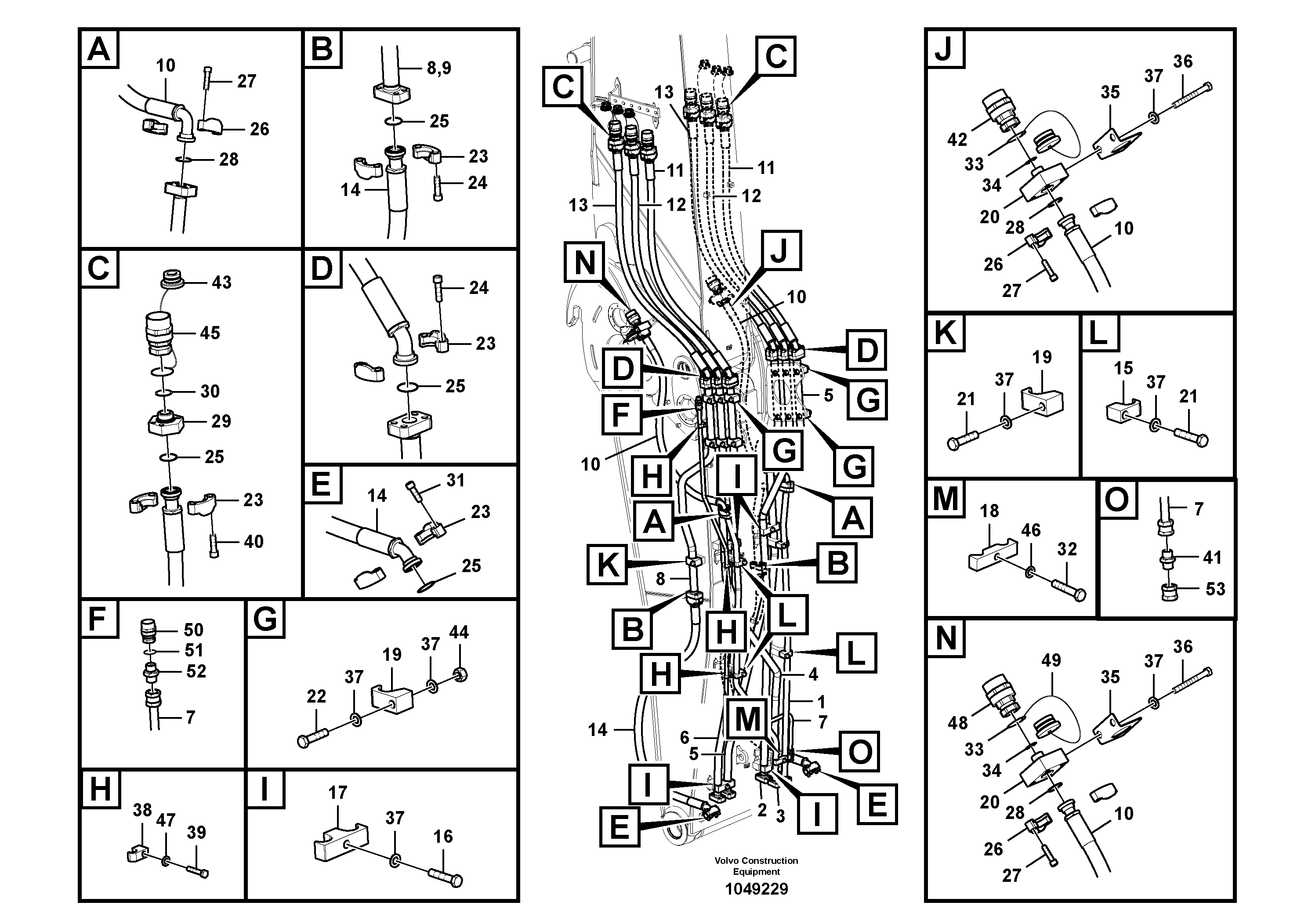 Схема запчастей Volvo EC360C - 87841 Working hydraulic, dipper arm cylinder on boom EC360CHR HIGH REACH DEMOLITION