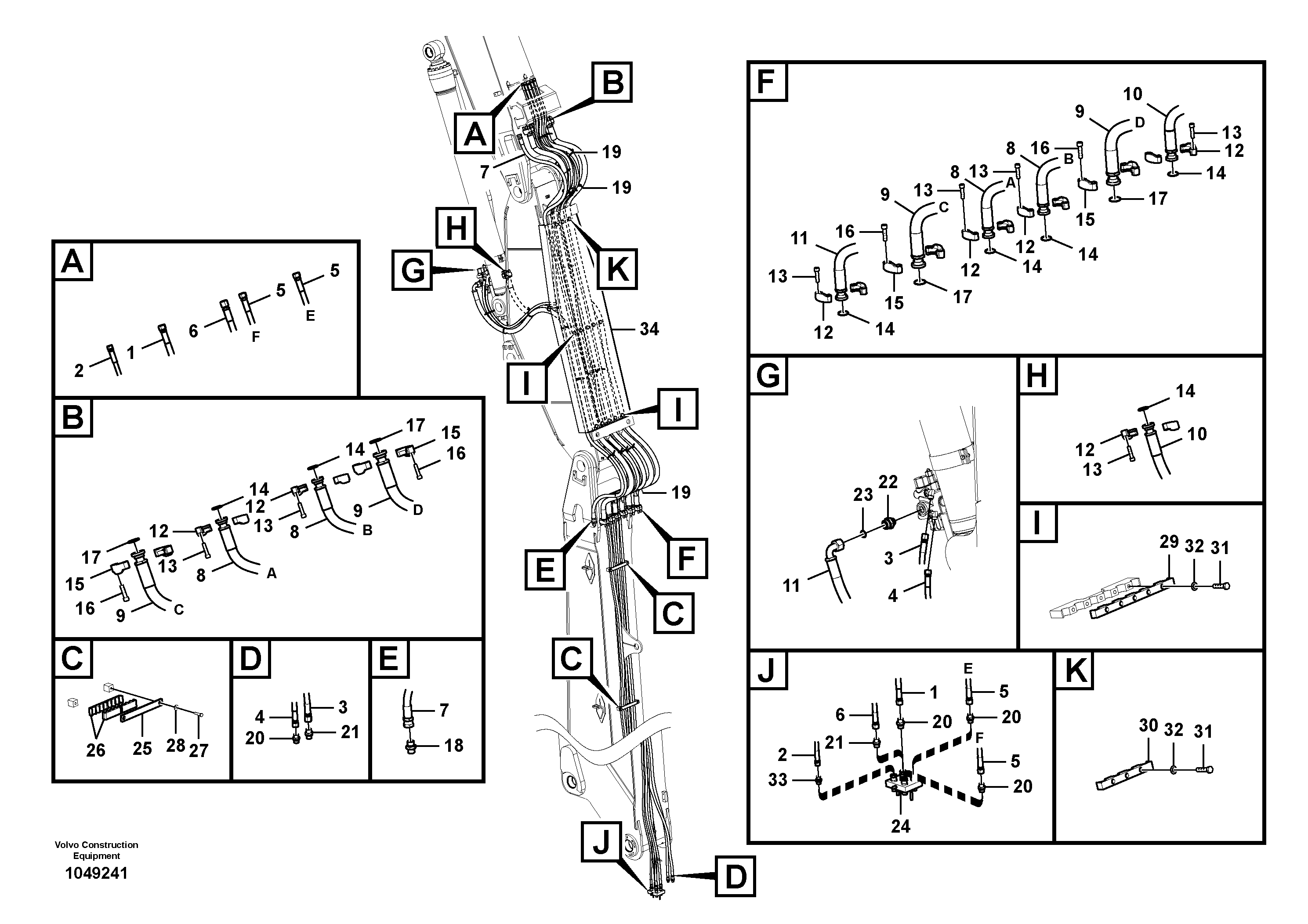 Схема запчастей Volvo EC360C - 9014 Working hydraulics, intermediate arm EC360CHR HIGH REACH DEMOLITION