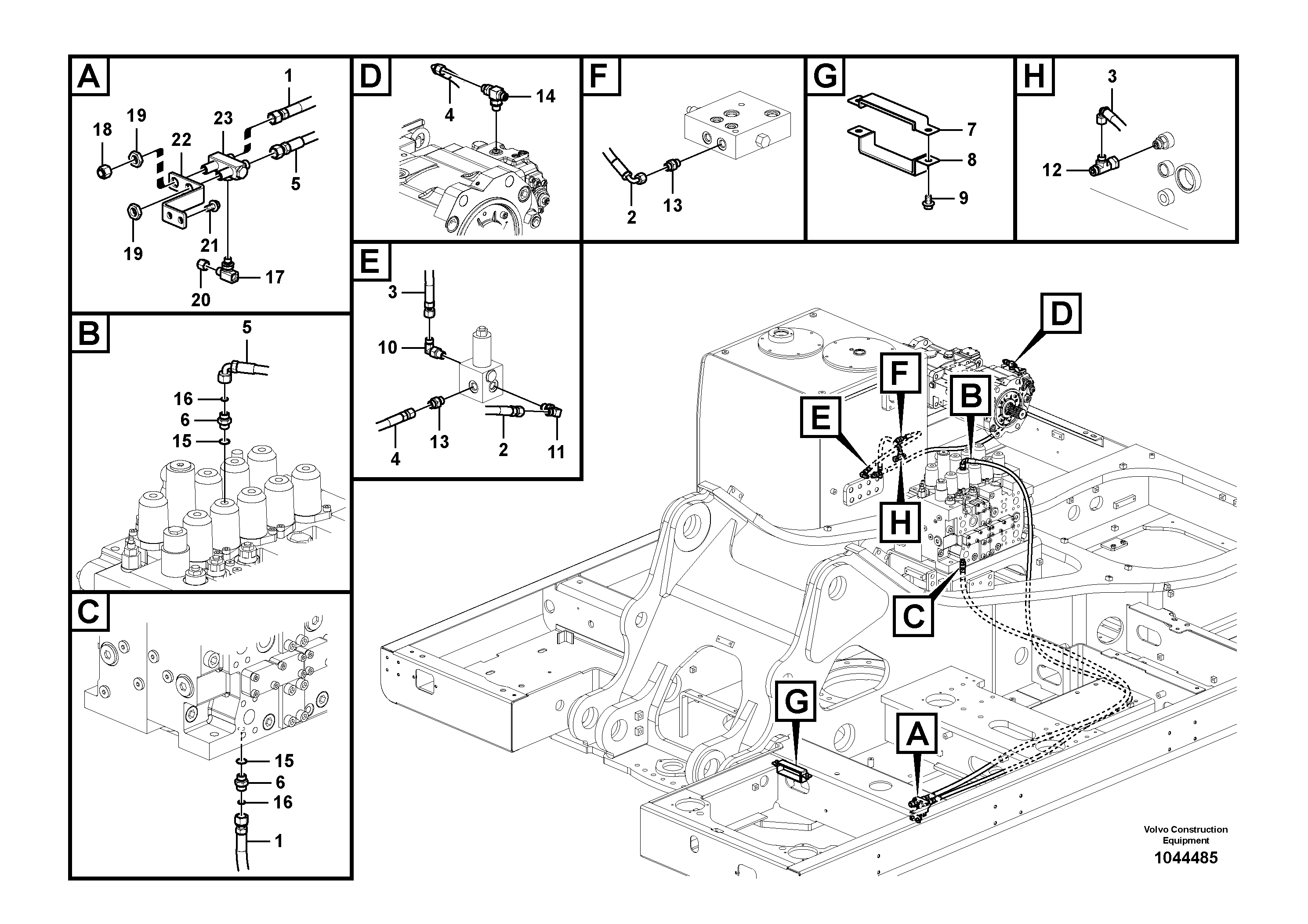 Схема запчастей Volvo EC360C - 57437 Working hydraulic, hammer and shear for 2nd pump flow EC360C S/N 115001-