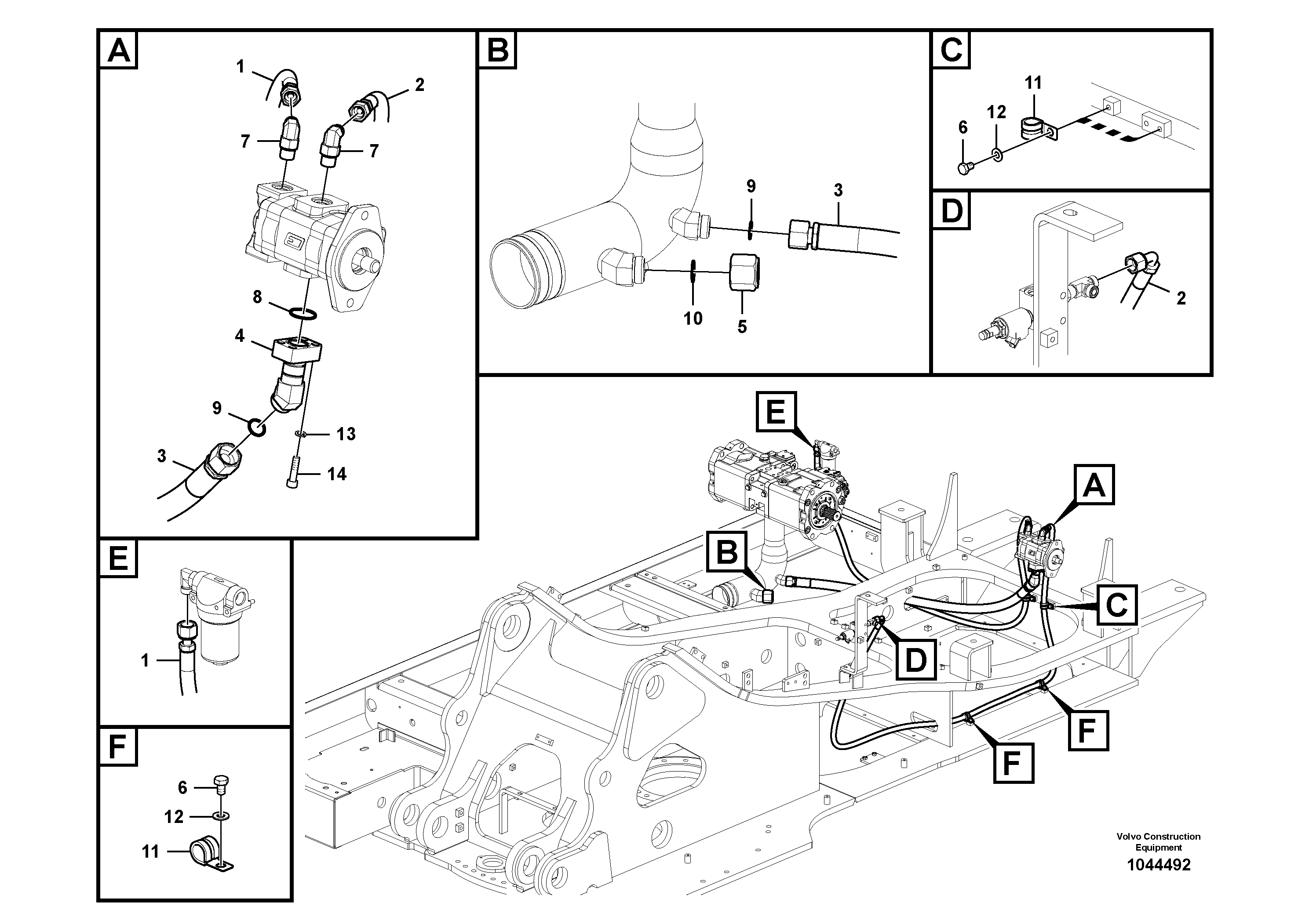Схема запчастей Volvo EC360C - 93932 Working hydraulic, adjustable boom for upper EC360C S/N 115001-