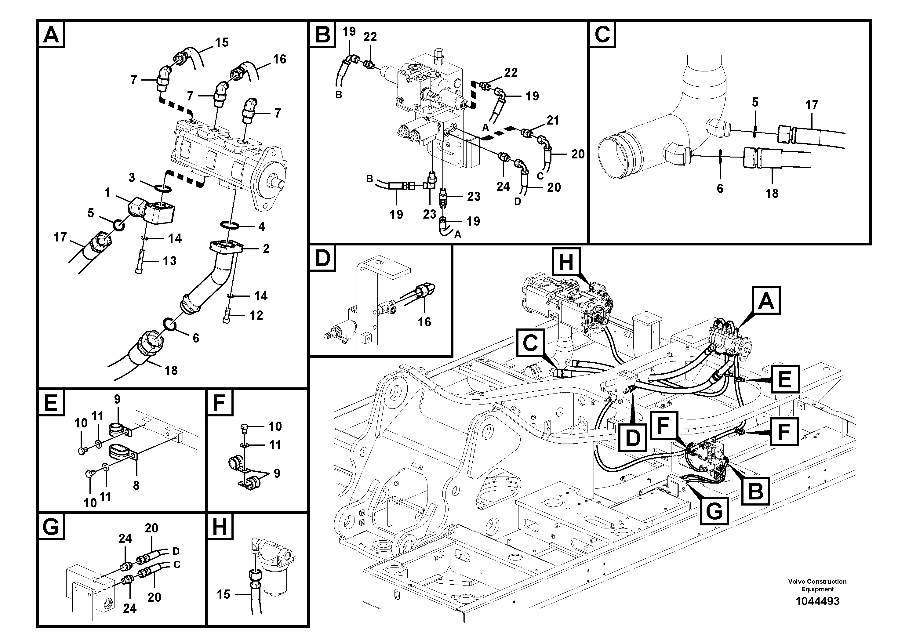 Схема запчастей Volvo EC360C - 94298 Working hydraulic, adjustable boom for upper EC360C S/N 115001-