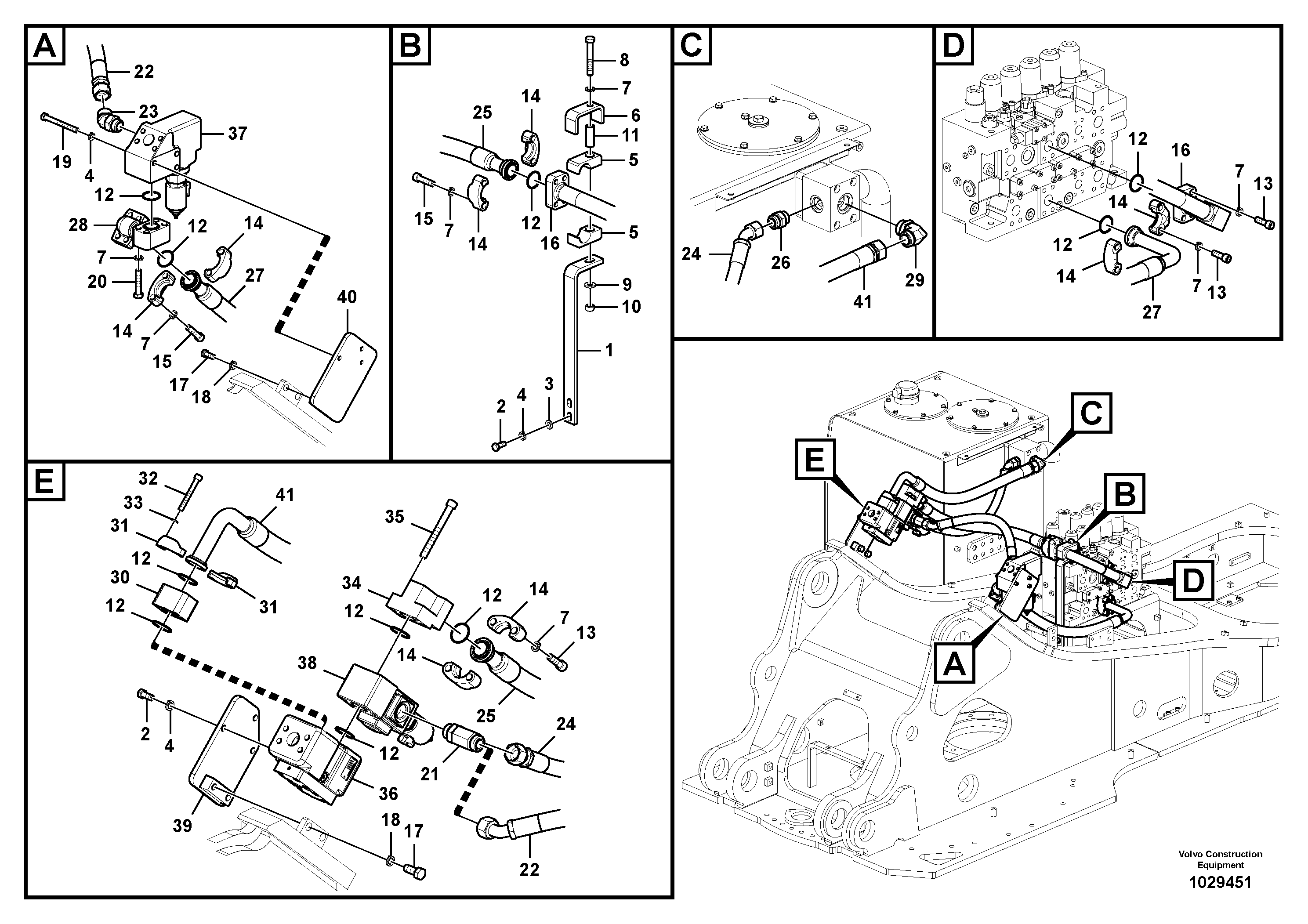 Схема запчастей Volvo EC360C - 32514 Working hydraulic, hammer and shear for upper EC360C S/N 115001-