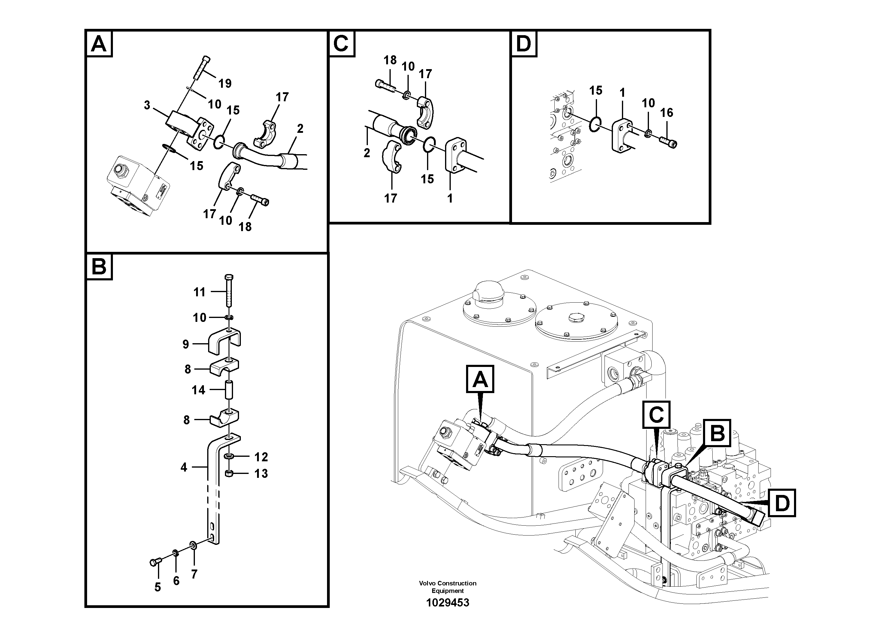 Схема запчастей Volvo EC360C - 56421 Working hydraulic, hammer and shear for upper EC360C S/N 115001-