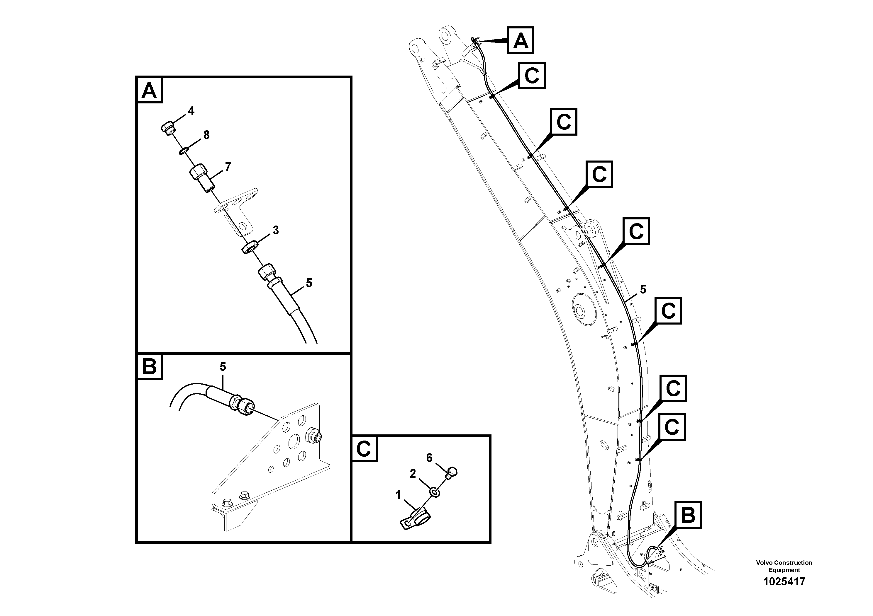 Схема запчастей Volvo EC360C - 81331 Working hydraulic, oil leak on boom EC360C S/N 115001-