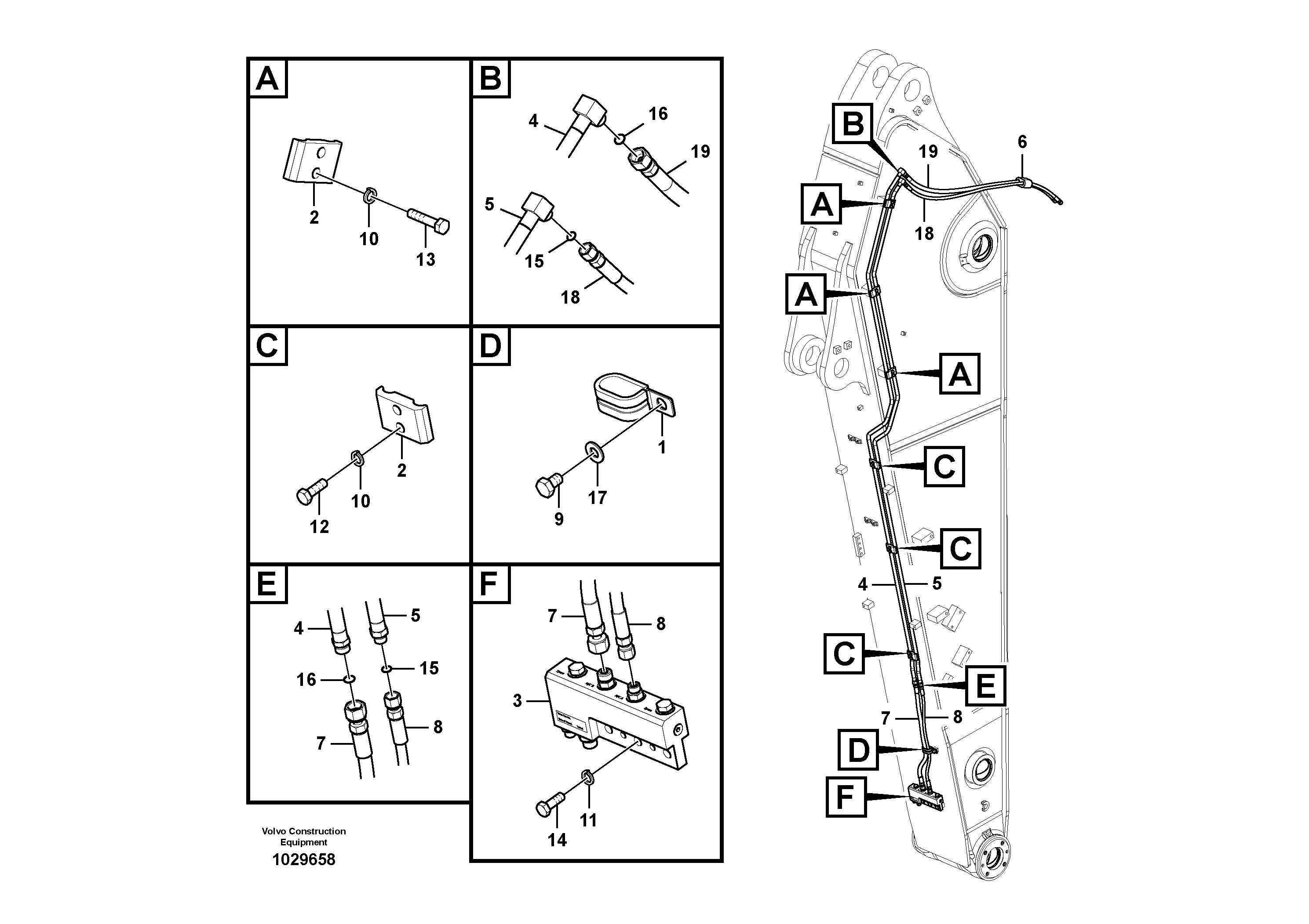 Схема запчастей Volvo EC360C - 53612 Working hydraulic, quick fit on dipper arm EC360C S/N 115001-