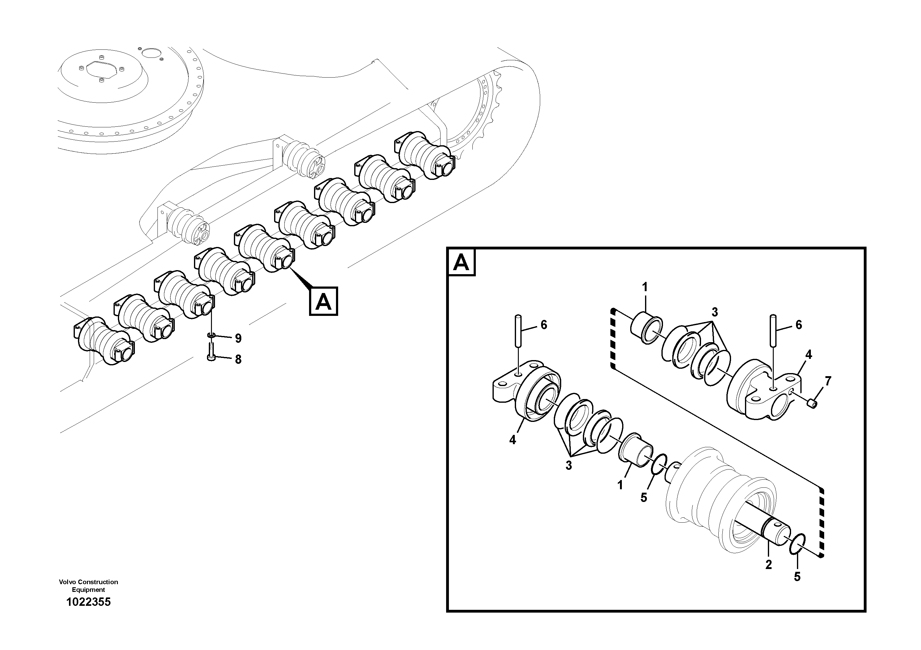 Схема запчастей Volvo EC360C - 55513 Bottom roller EC360C S/N 115001-