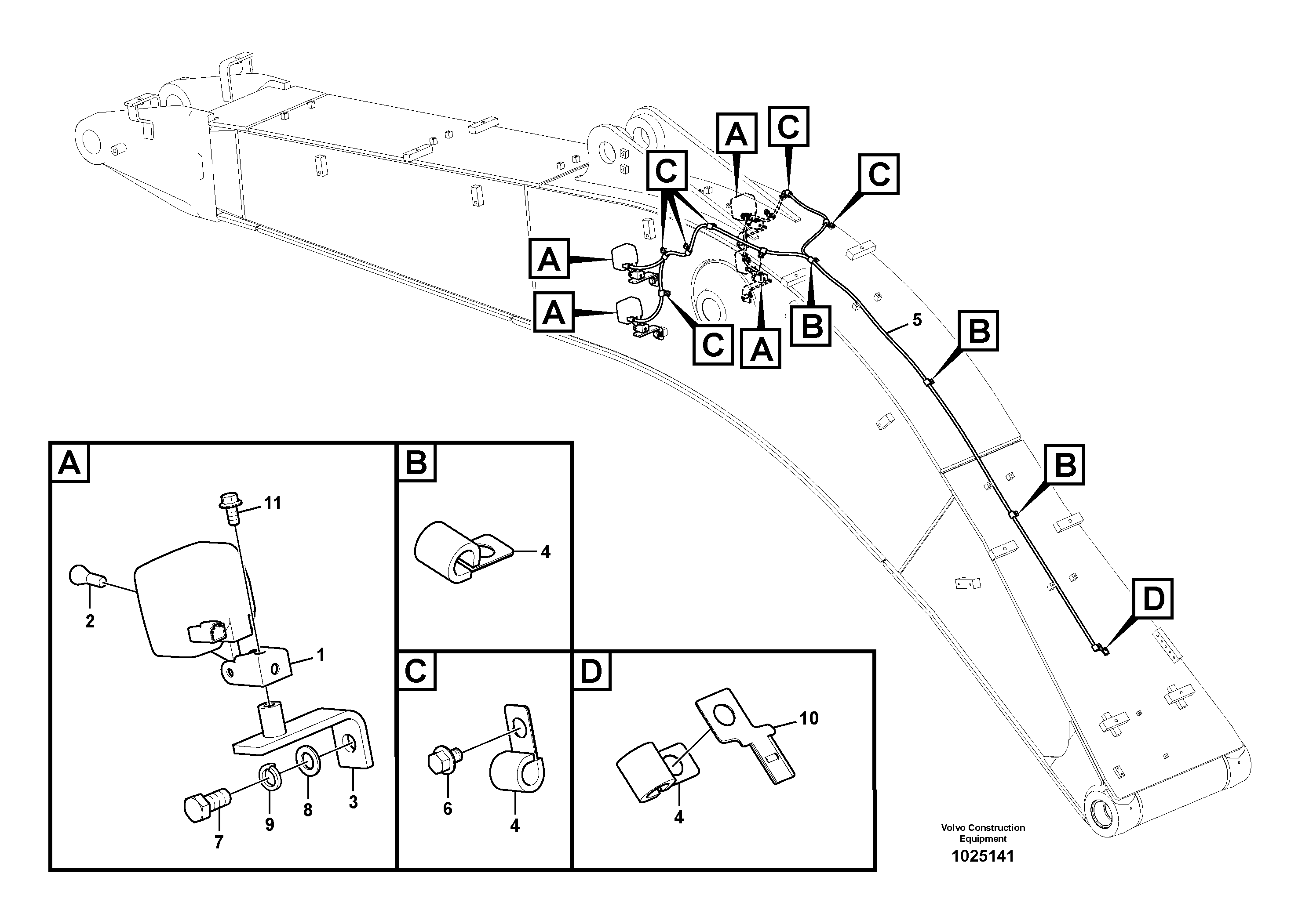 Схема запчастей Volvo EC360C - 41801 Working lamp on boom EC360C