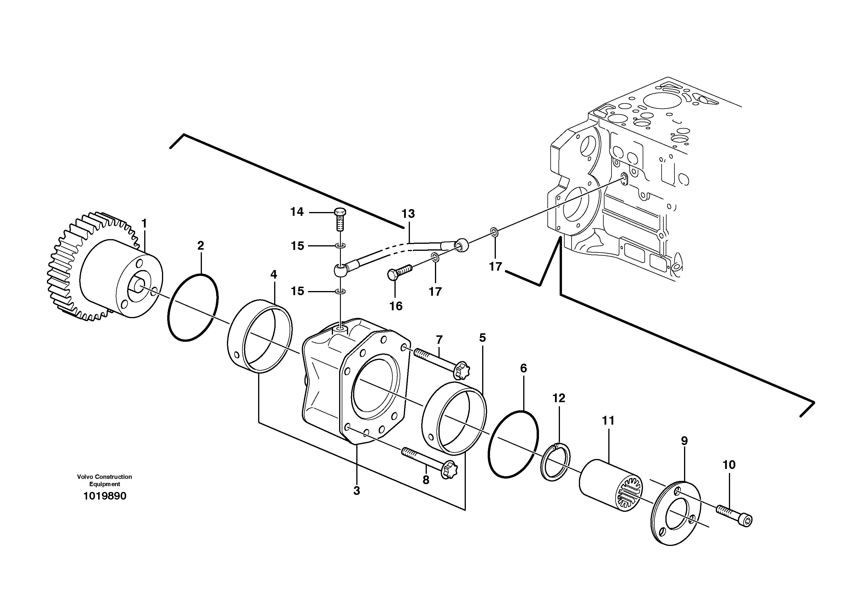 Схема запчастей Volvo EC180C - 27005 Pump drive power take-off EC180C