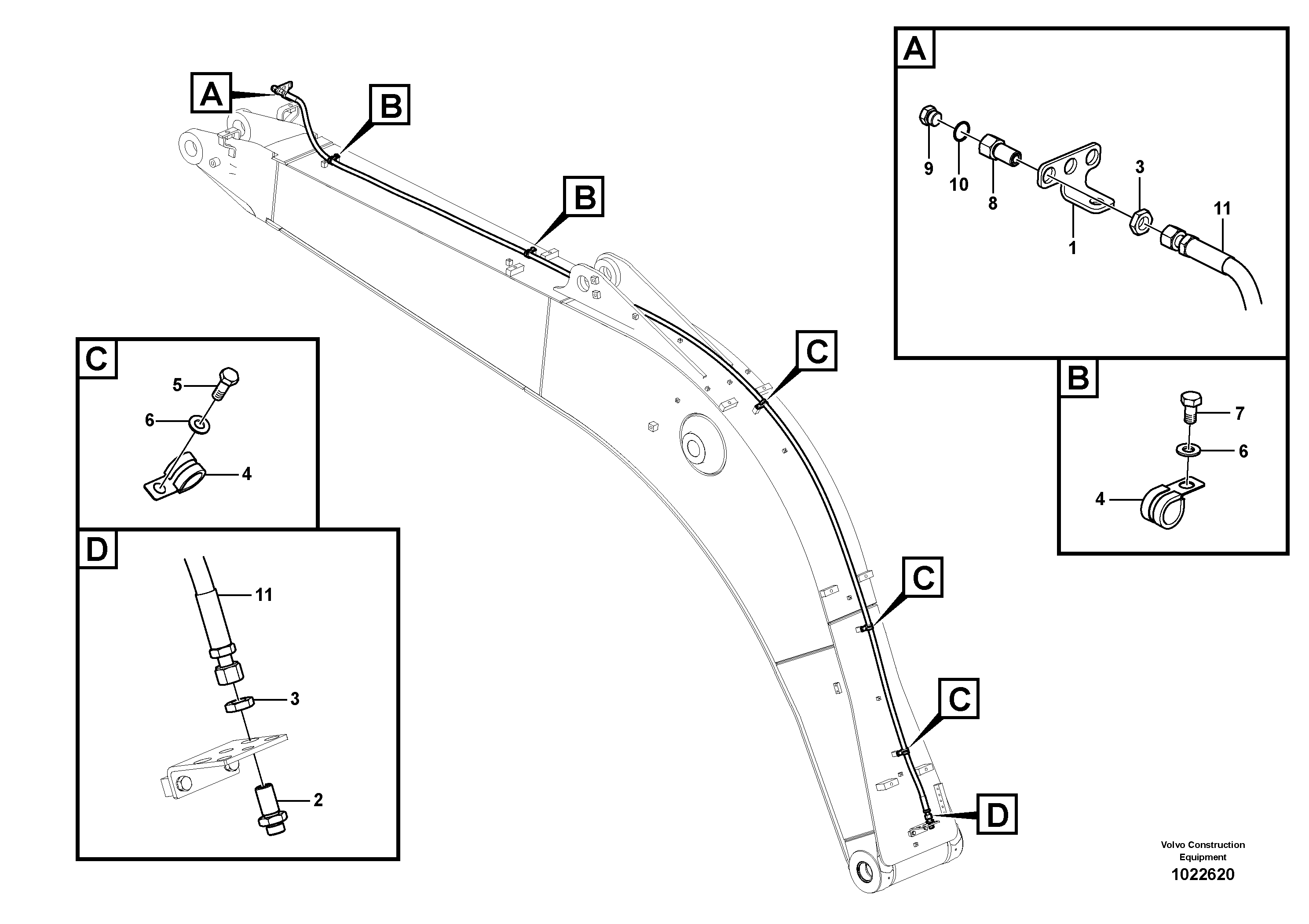 Схема запчастей Volvo EC180C - 77886 Working hydraulic, oil leak on boom EC180C