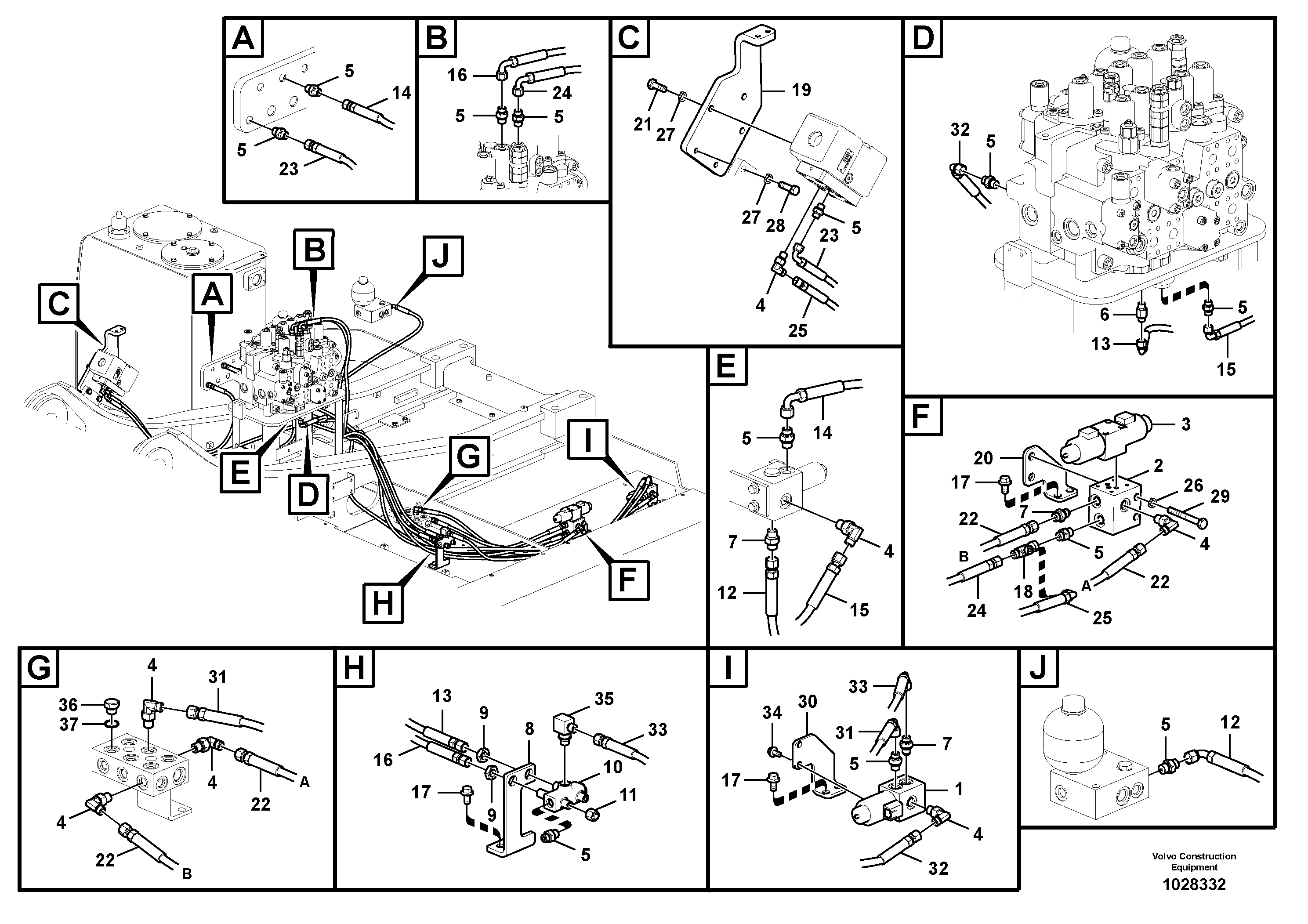 Схема запчастей Volvo EC160C - 29840 Working hydraulic, hammer and shear for 2nd pump flow EC160C