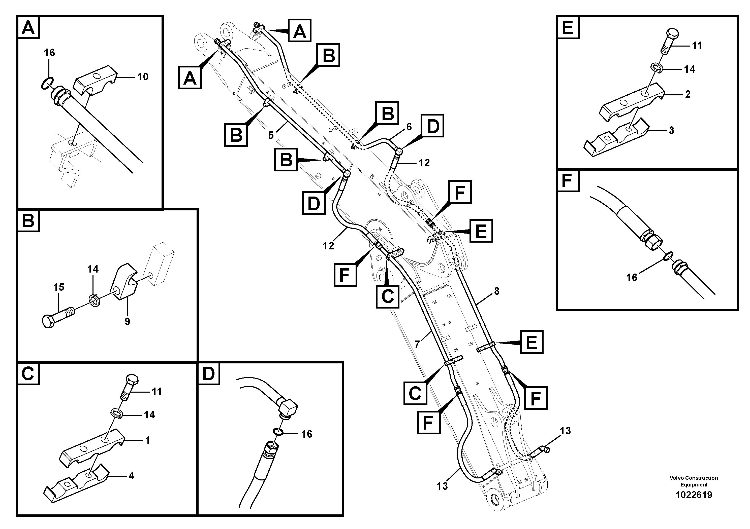 Схема запчастей Volvo EC160C - 41395 Working hydraulic, hammer and shear for adjustable boom EC160C