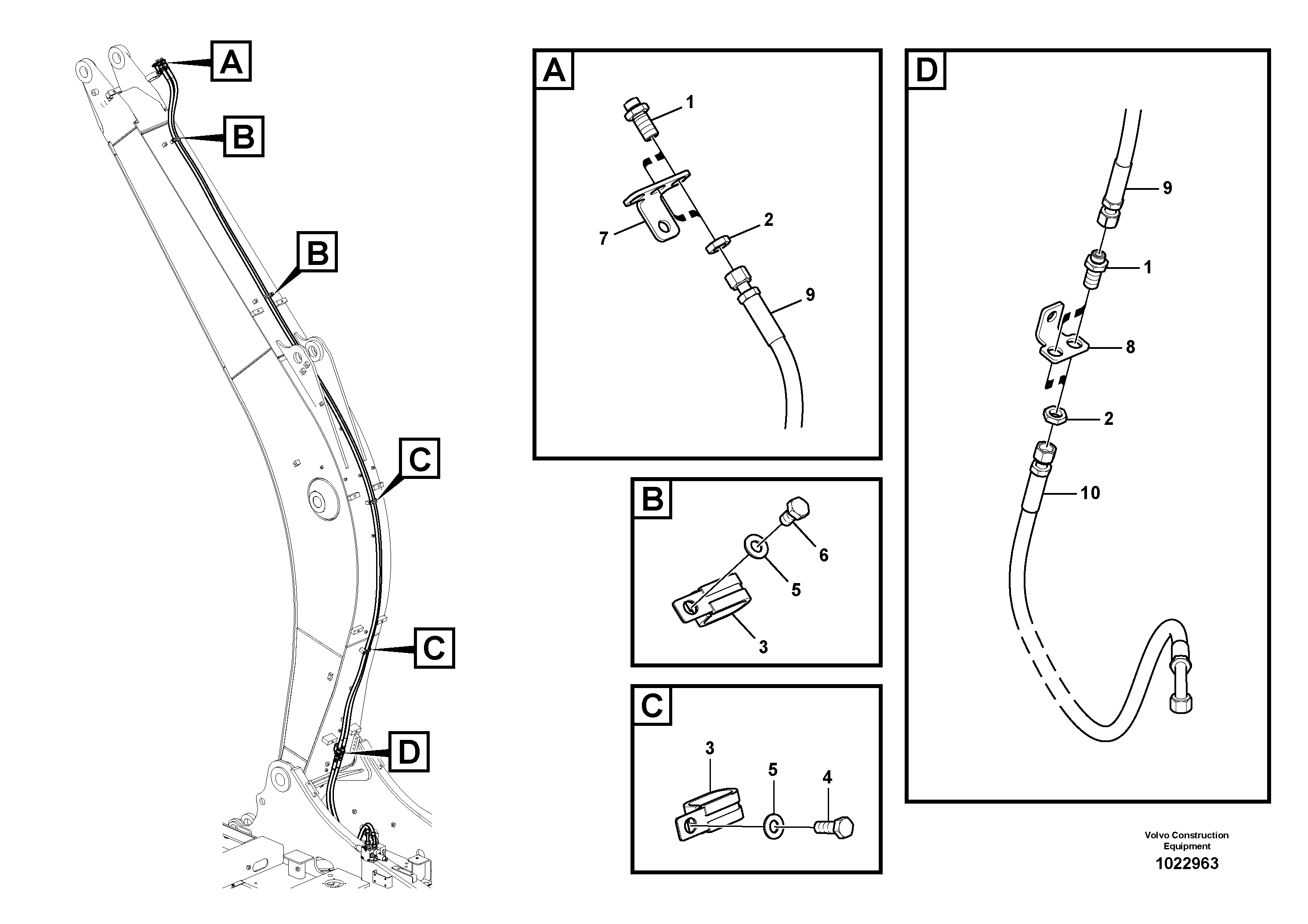 Схема запчастей Volvo EC160C - 51945 Working hydraulic, slope and rotator on boom EC160C