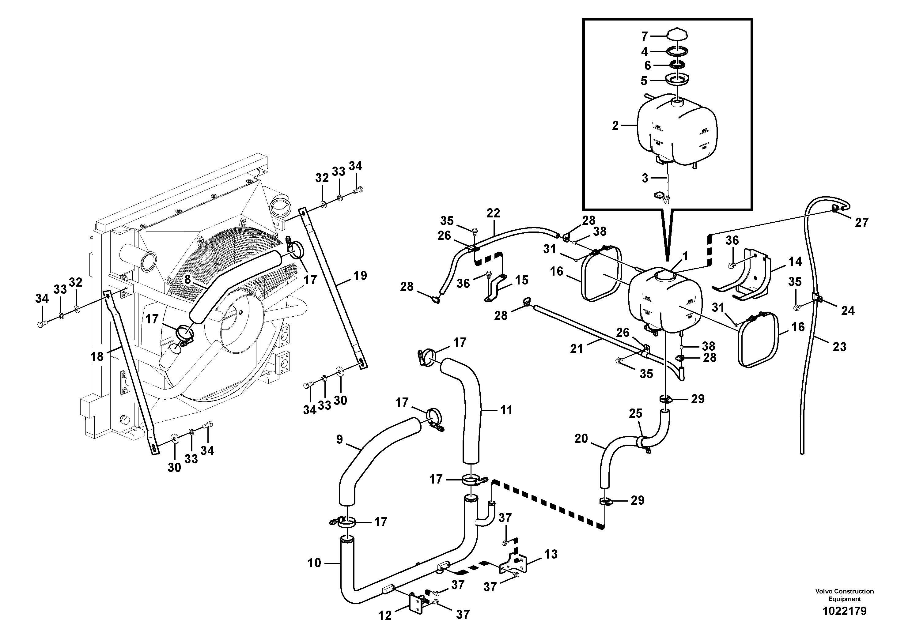 Схема запчастей Volvo EC160C - 85484 Система охлаждения EC160C