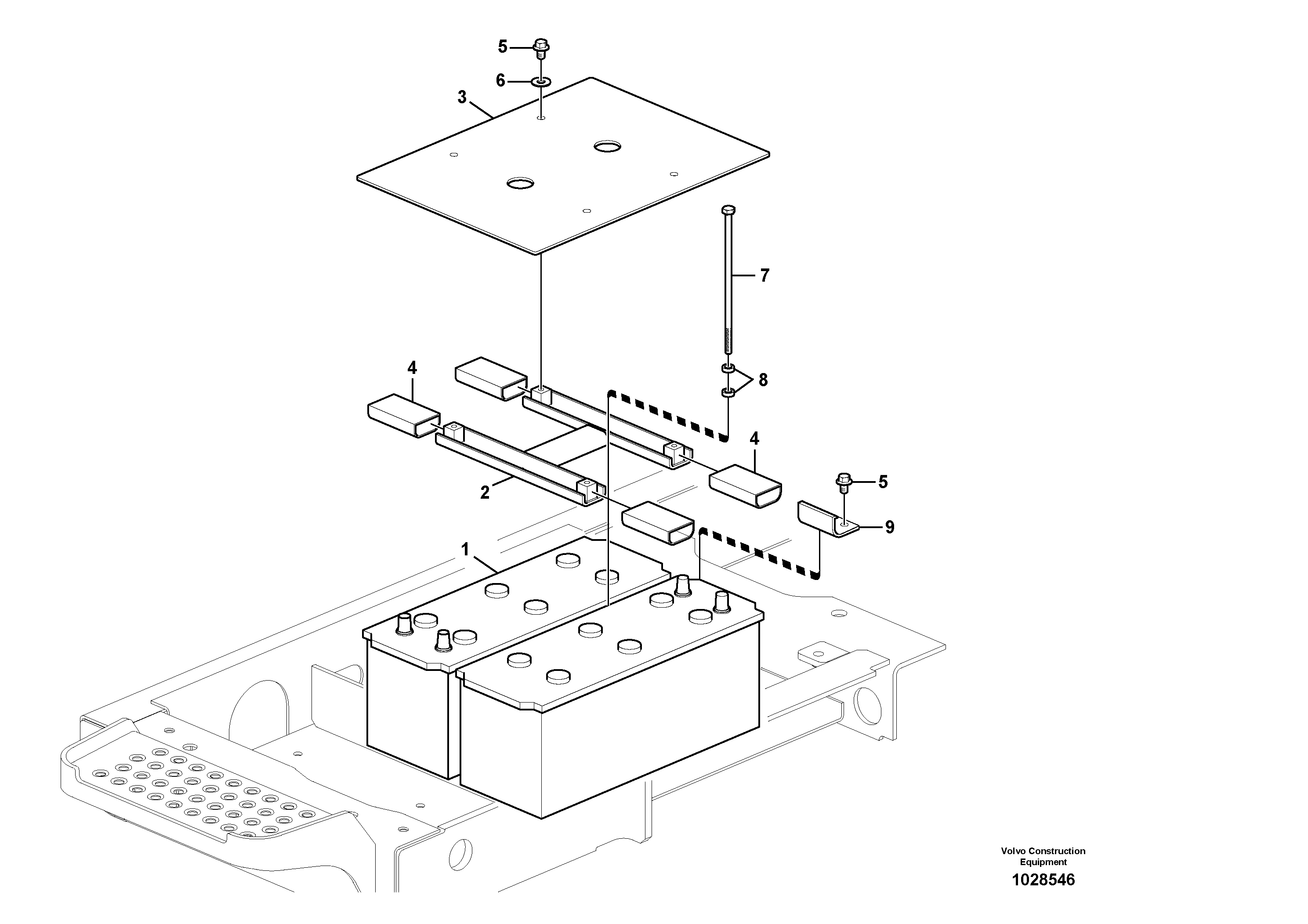 Схема запчастей Volvo EC160C - 55989 Battery with assembling details EC160C