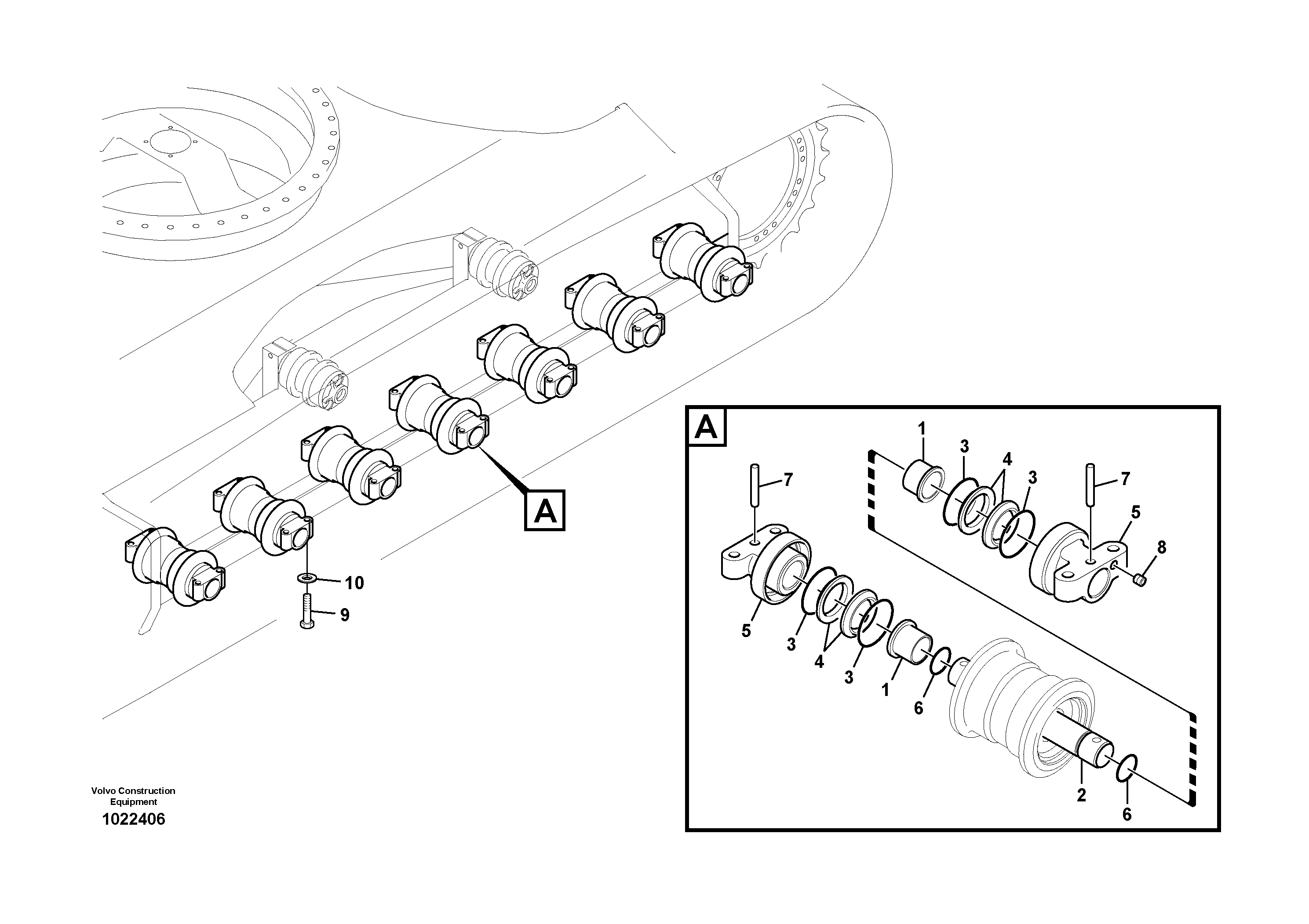 Схема запчастей Volvo EC160C - 13602 Bottom roller EC160C