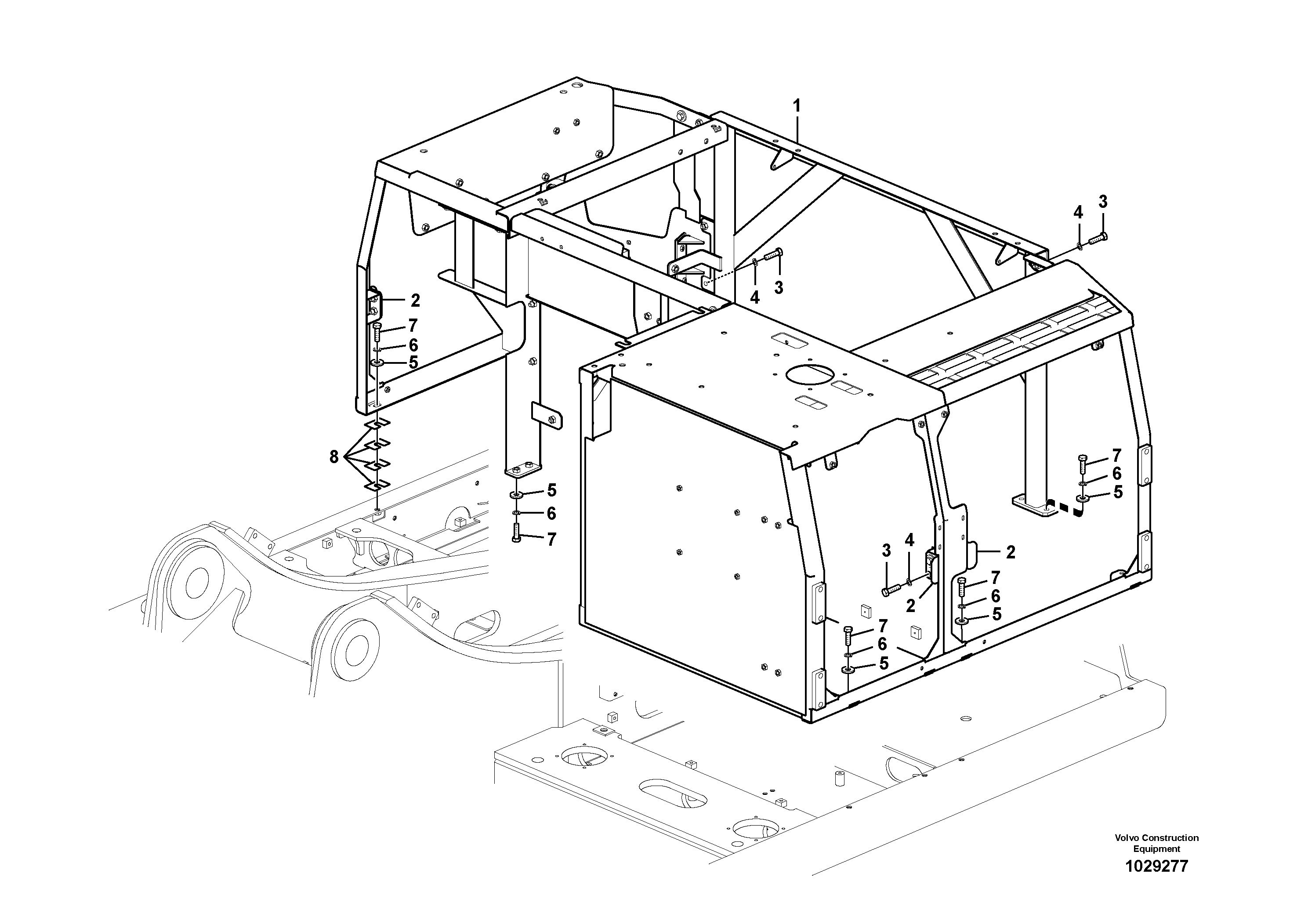 Схема запчастей Volvo EC160C - 41729 Cowl frame EC160C