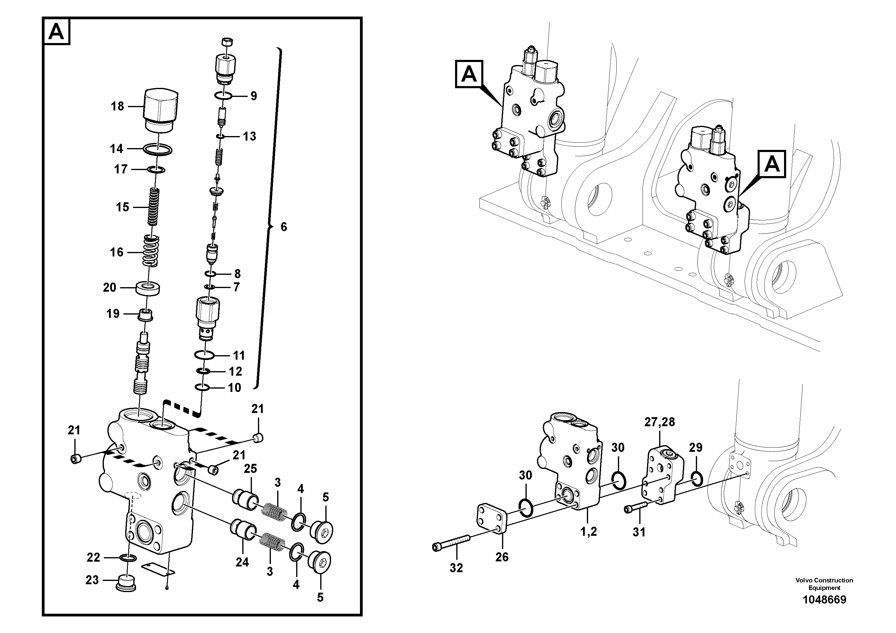 Схема запчастей Volvo EC235C - 64662 Working hydraulic, boom rupture valve mount EC235C