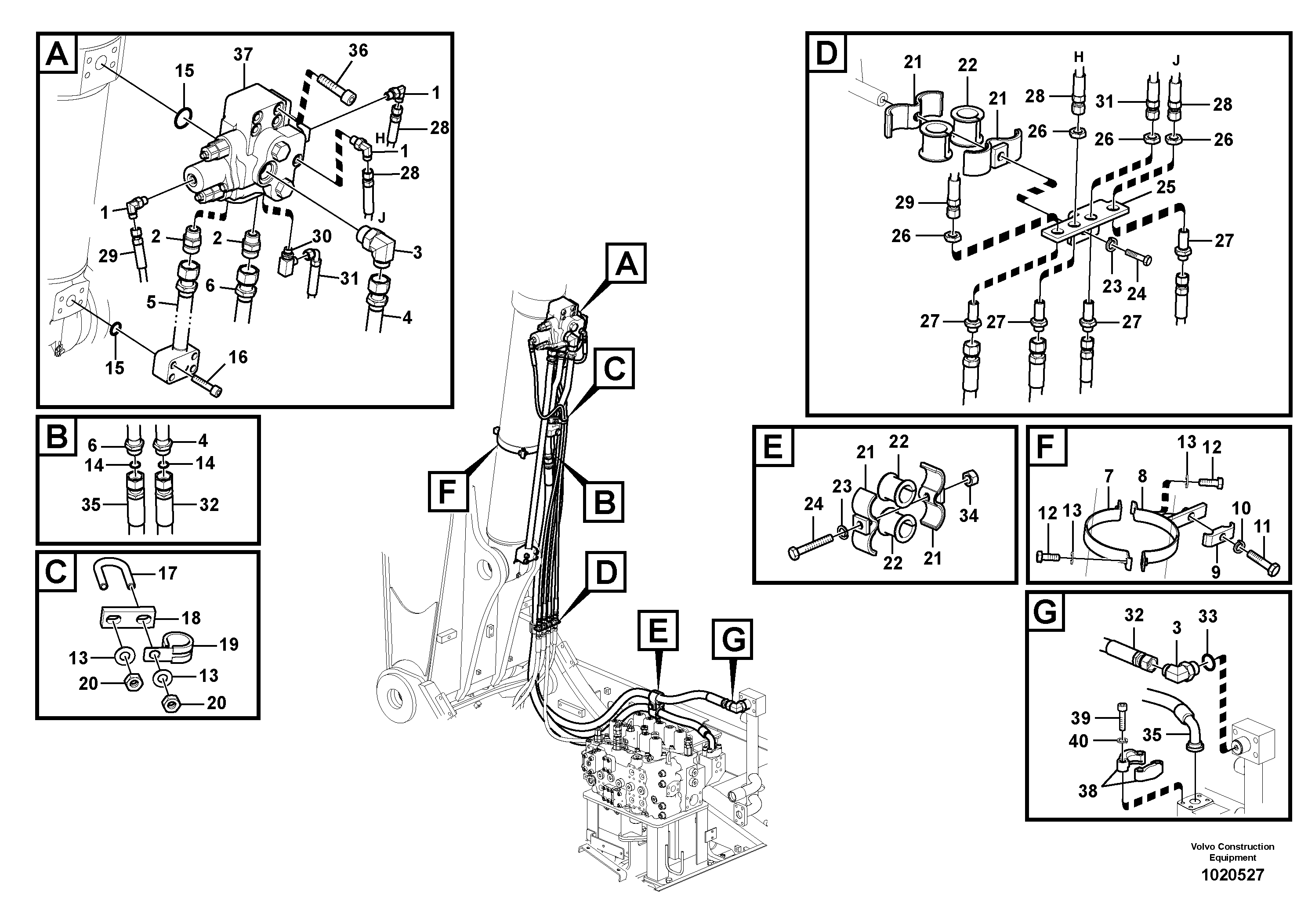 Схема запчастей Volvo EC235C - 30556 Working hydraulic, 2nd boom cylinder on adjustable boom EC235C