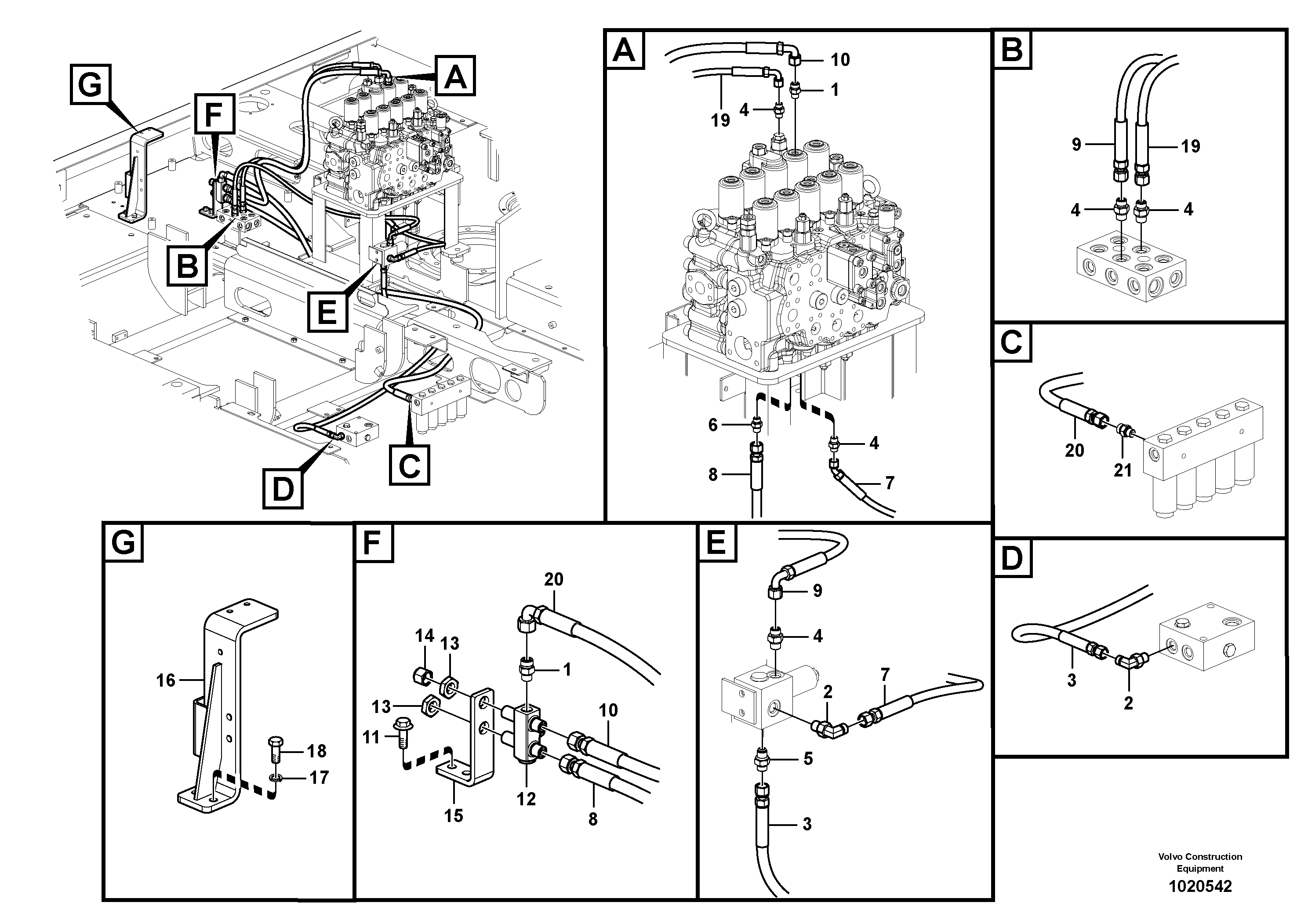 Схема запчастей Volvo EC235C - 43949 Working hydraulic, hammer and shear for 1st pump flow EC235C