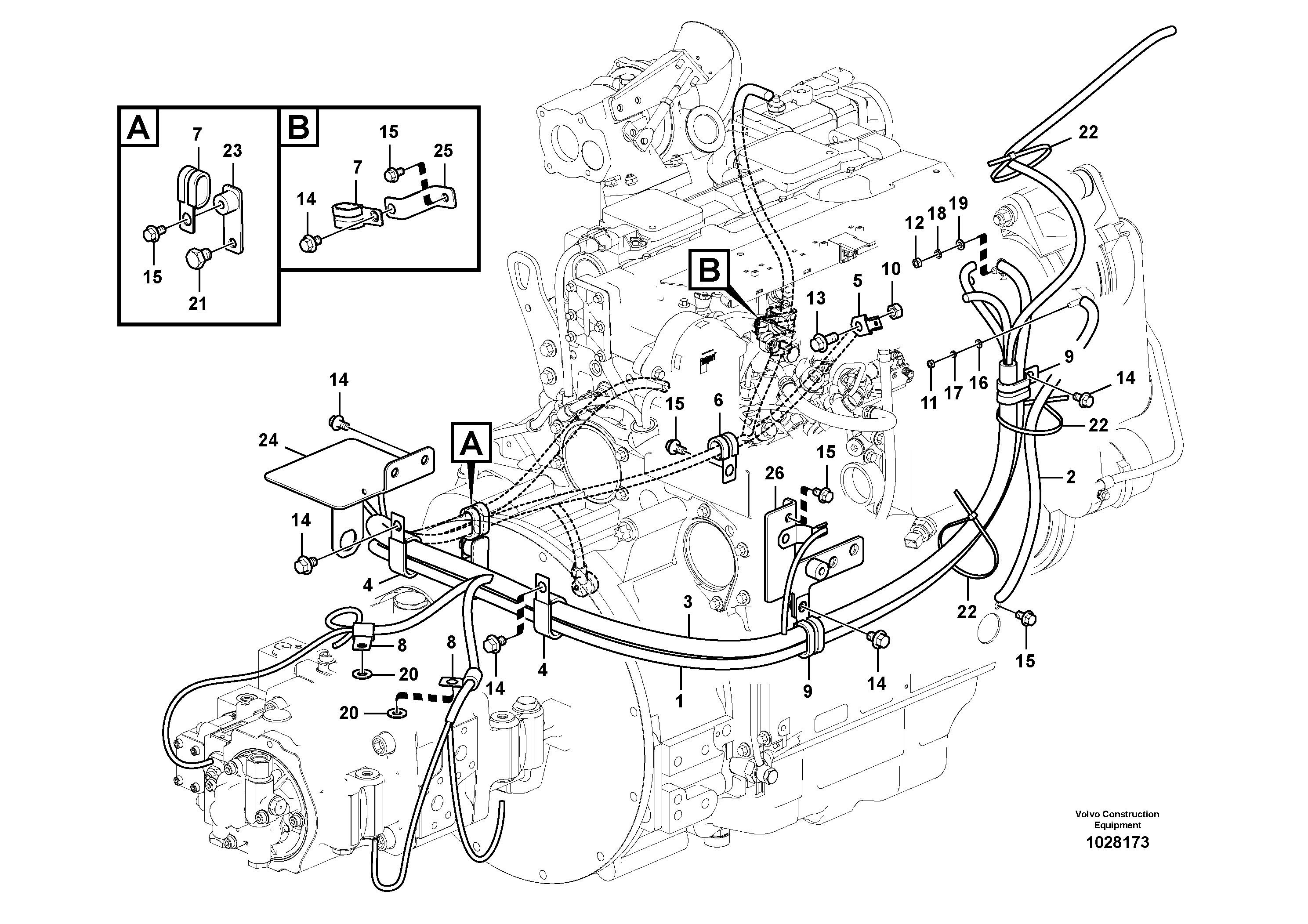 Схема запчастей Volvo ECR145C - 59074 Cable harness, engine ECR145C