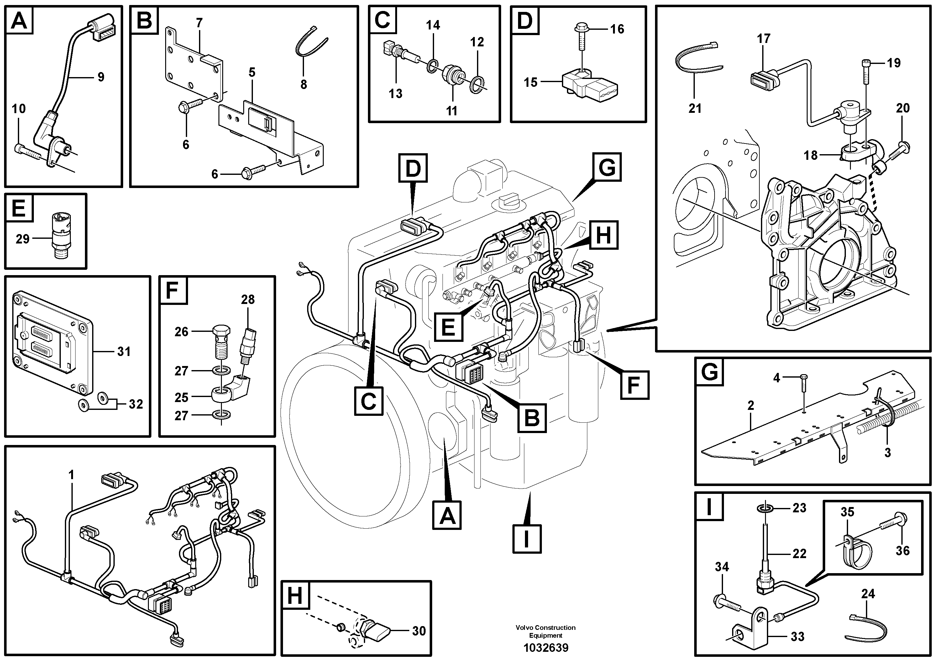 Схема запчастей Volvo ECR145C - 67417 Cable harness, engine ECR145C