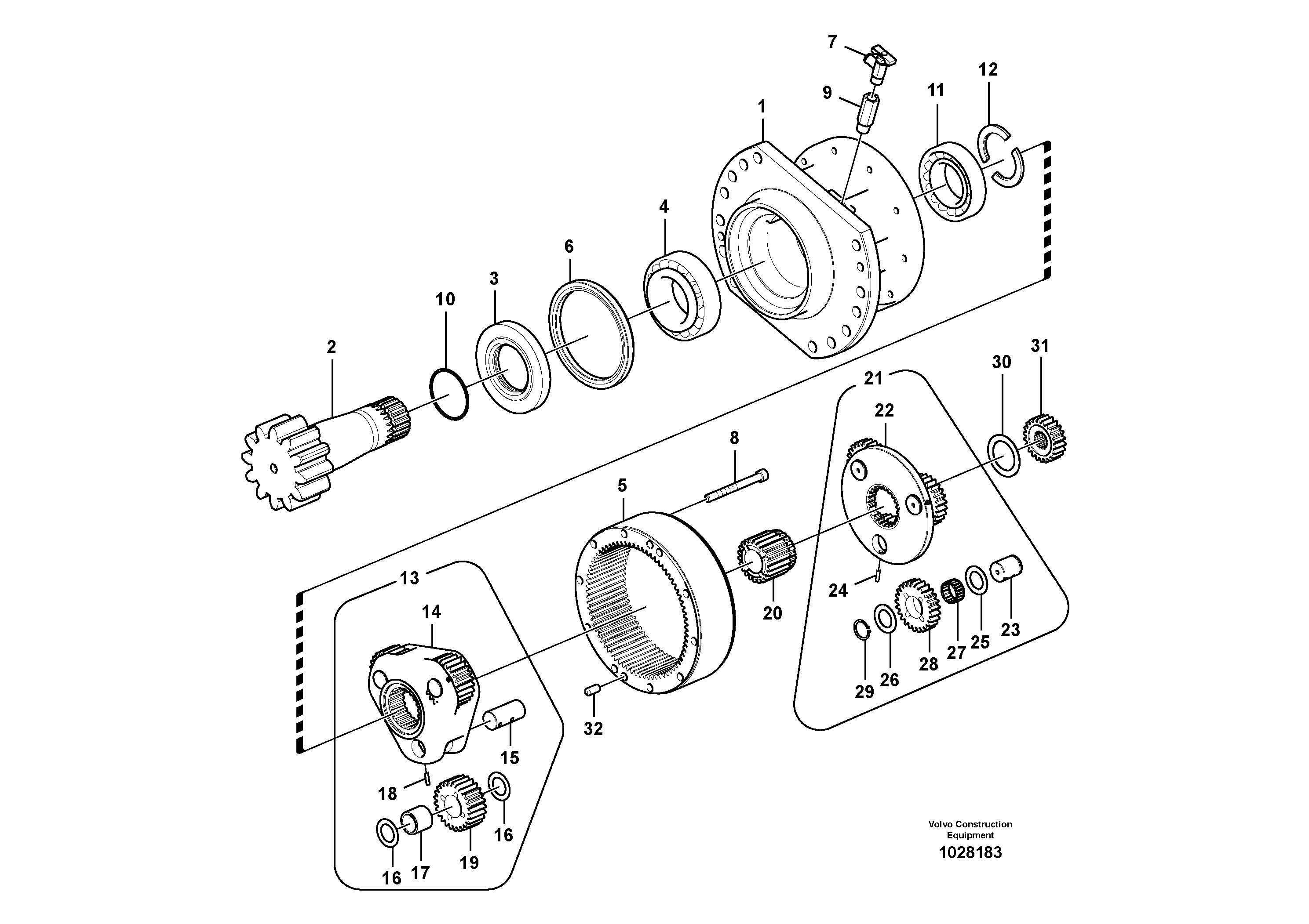 Схема запчастей Volvo ECR145C - 93387 Swing gearbox ECR145C