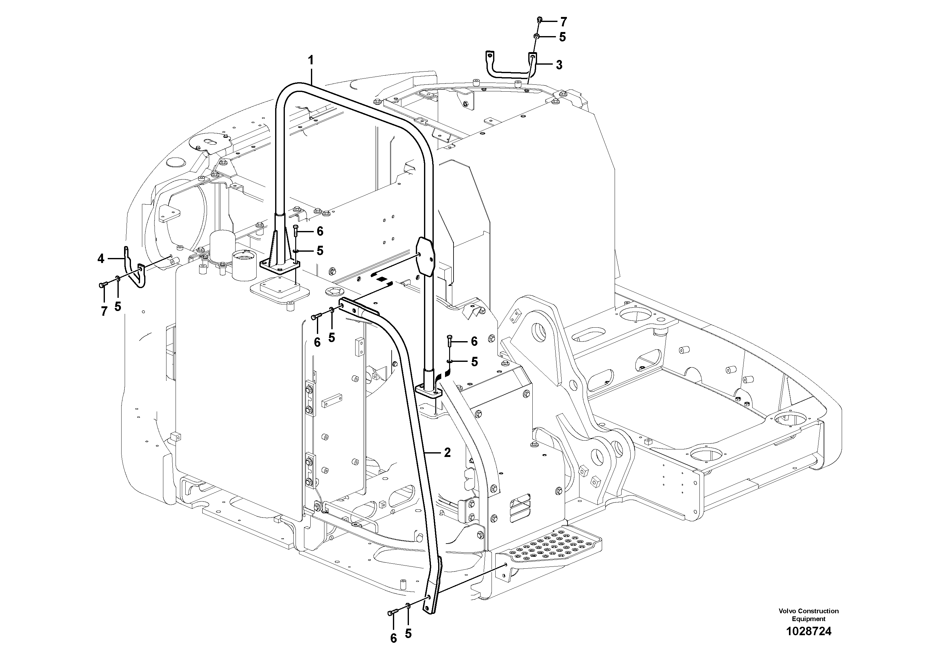Схема запчастей Volvo ECR145C - 59725 Перила ECR145C