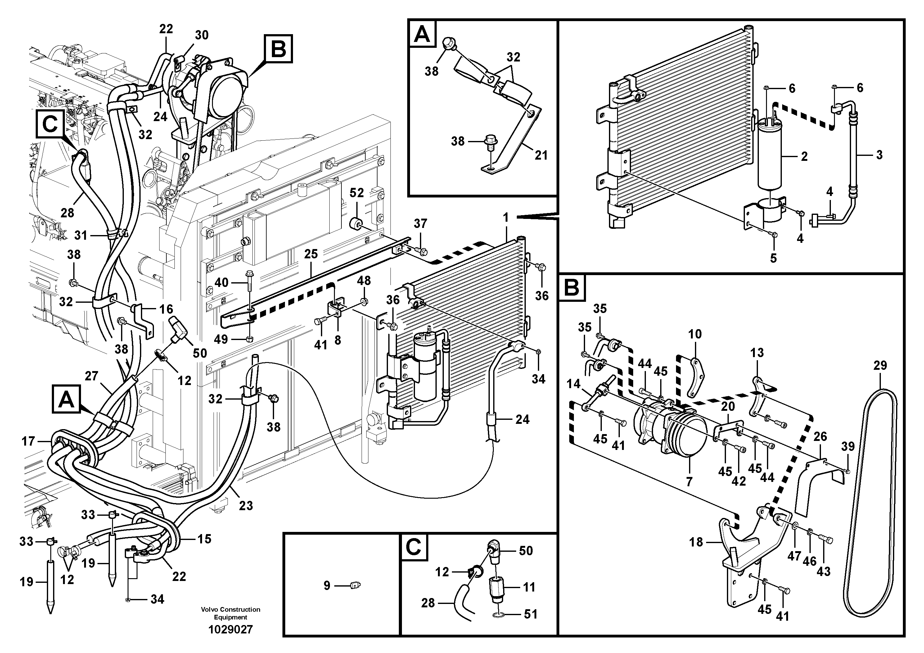 Схема запчастей Volvo ECR145C - 78680 Air conditioning line, cooling and heater ECR145C