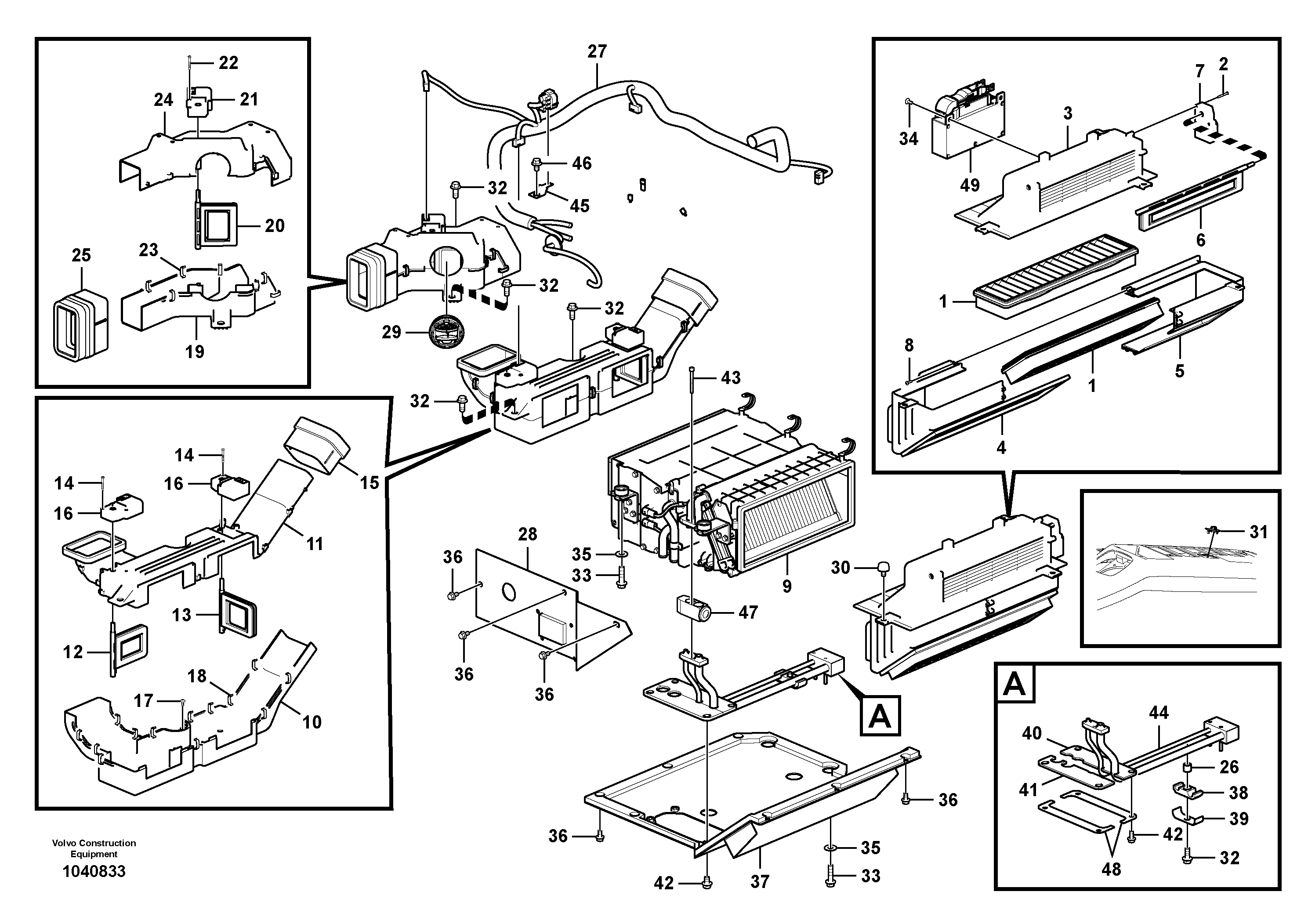 Схема запчастей Volvo ECR145C - 102745 Air duct in cabin and cabin floor ECR145C