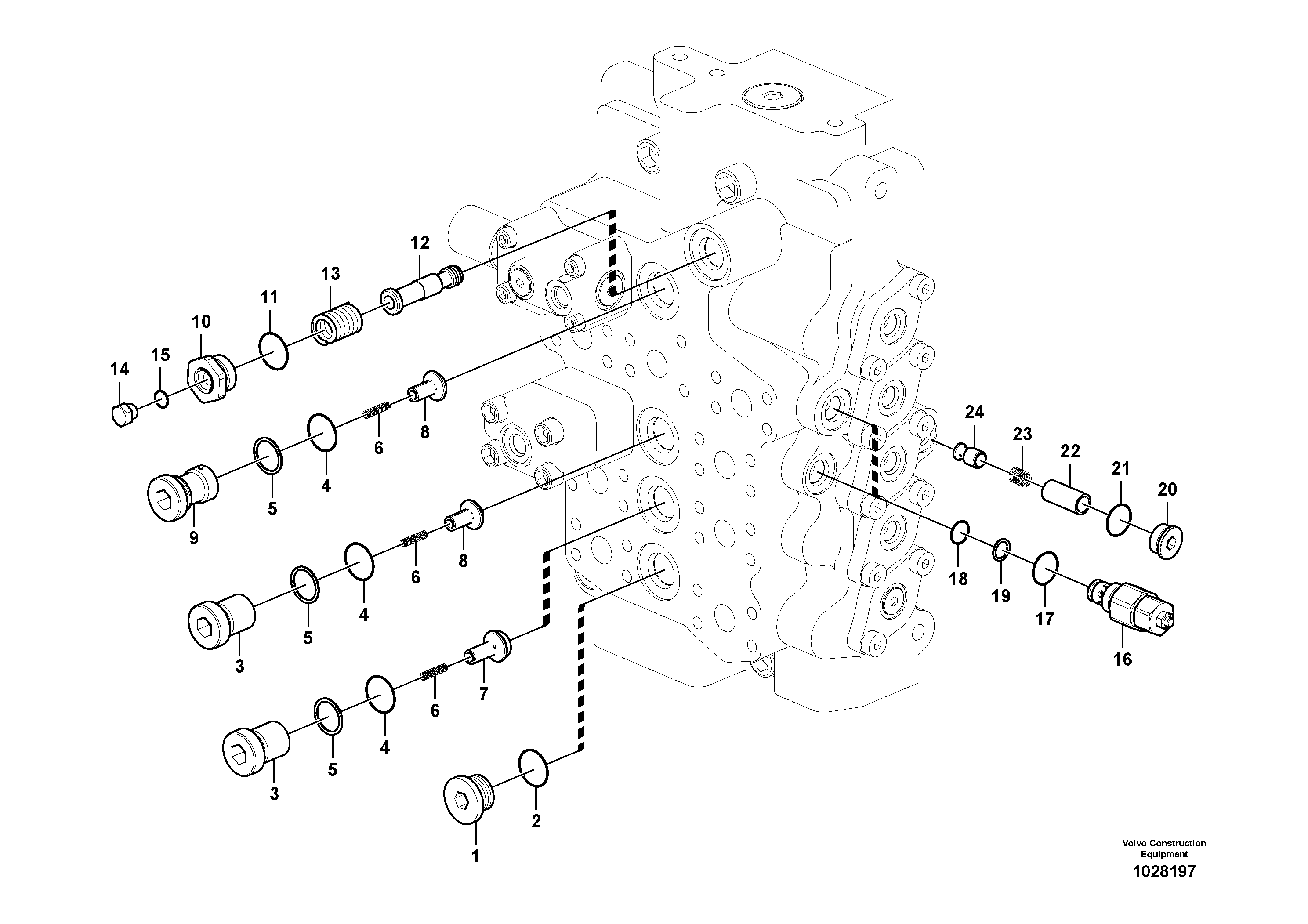 Схема запчастей Volvo ECR145C - 24762 Гидрораспределитель (главный управляющий клапан) ECR145C