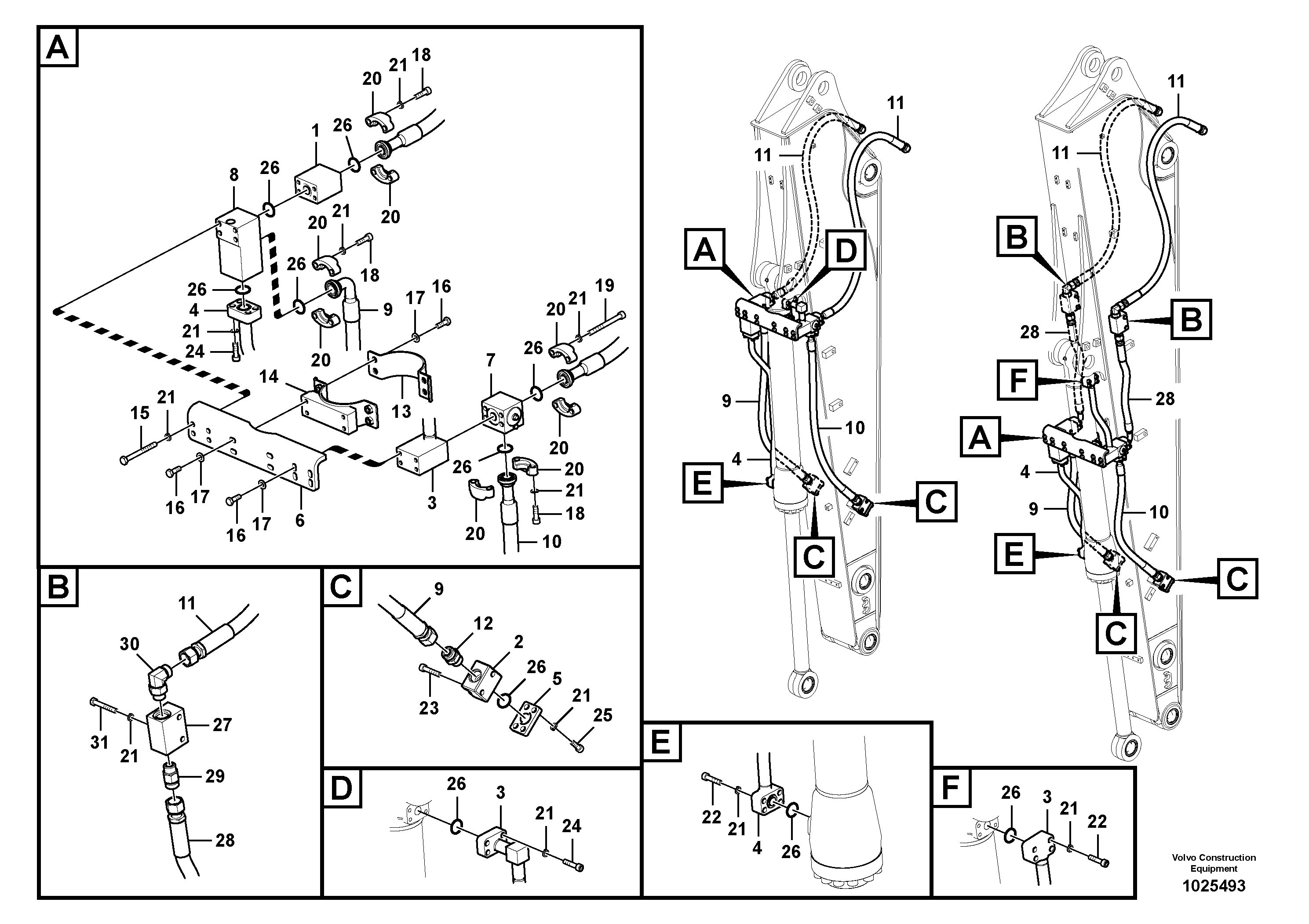 Схема запчастей Volvo ECR145C - 2956 Working hydraulic, clamshell ECR145C