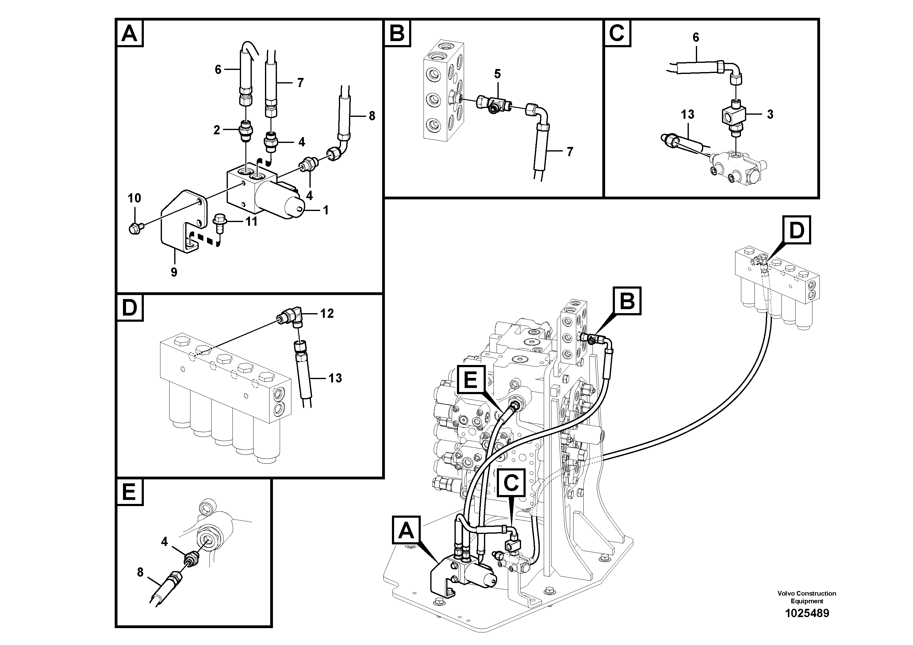 Схема запчастей Volvo ECR145C - 35314 Working hydraulic, hammer and shear for 1st pump flow ECR145C