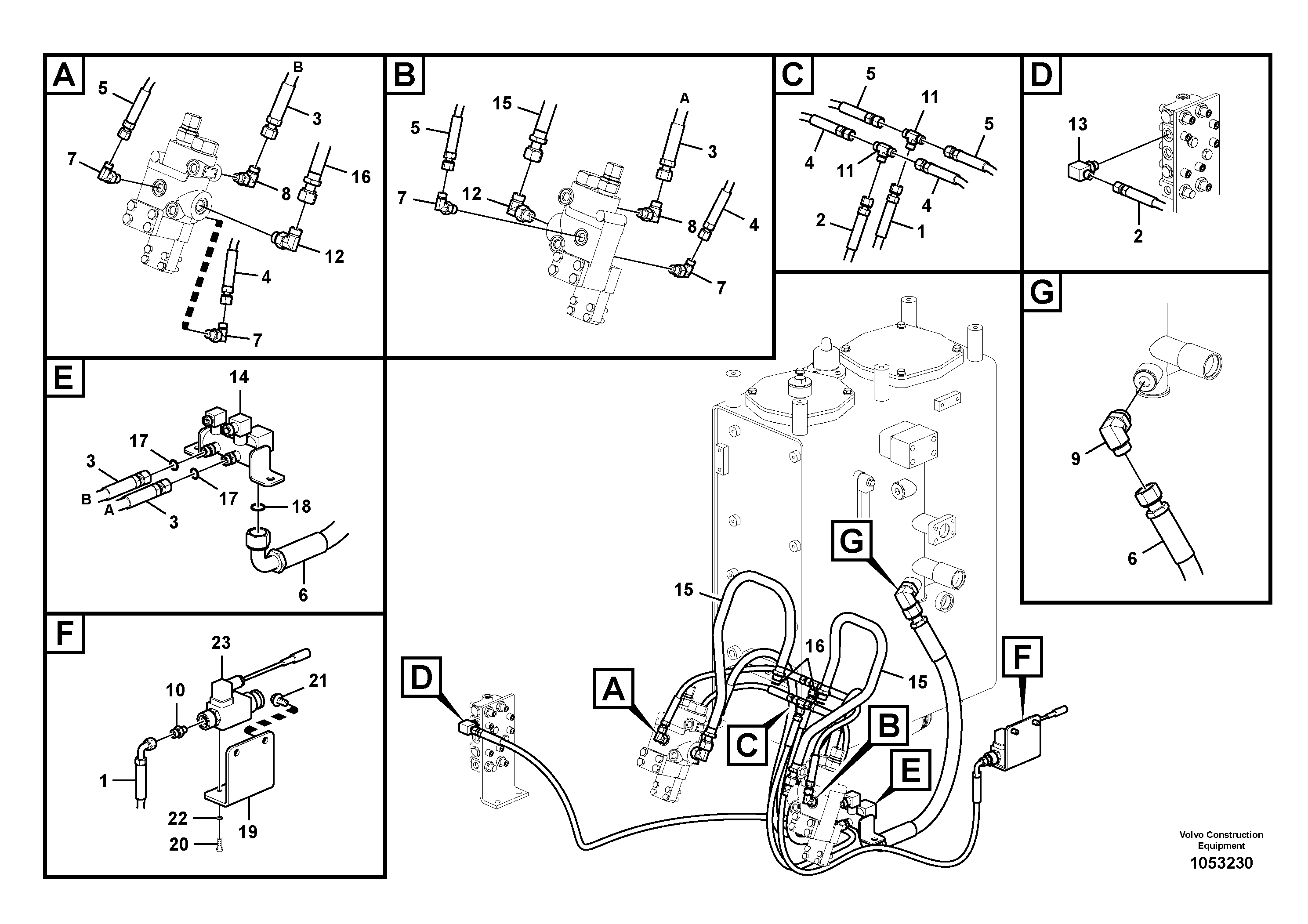 Схема запчастей Volvo ECR145C - 64068 Working hydraulic, boom rupture ECR145C