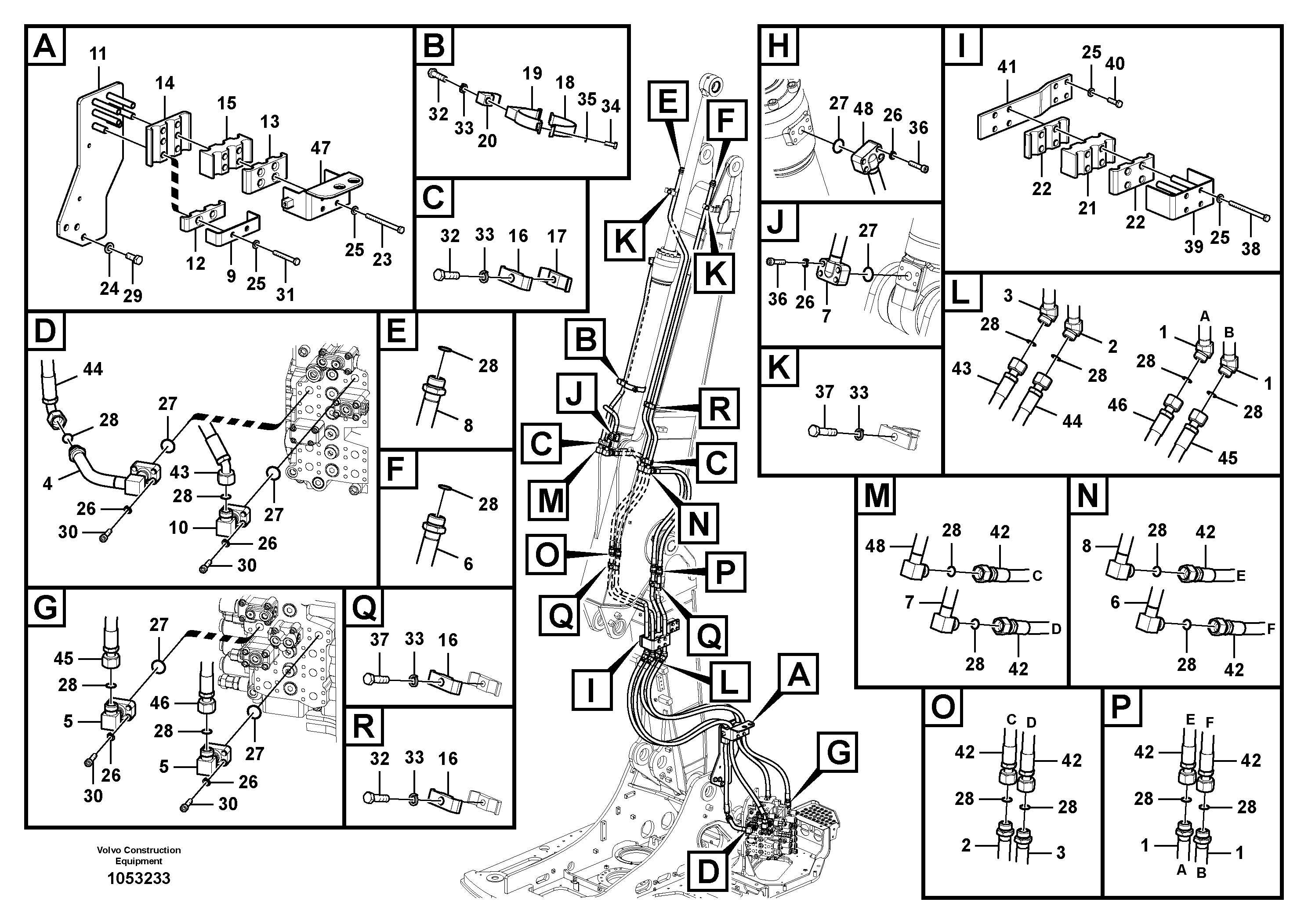 Схема запчастей Volvo ECR145C - 66023 Working hydraulic, dipper arm cylinder on boom ECR145C