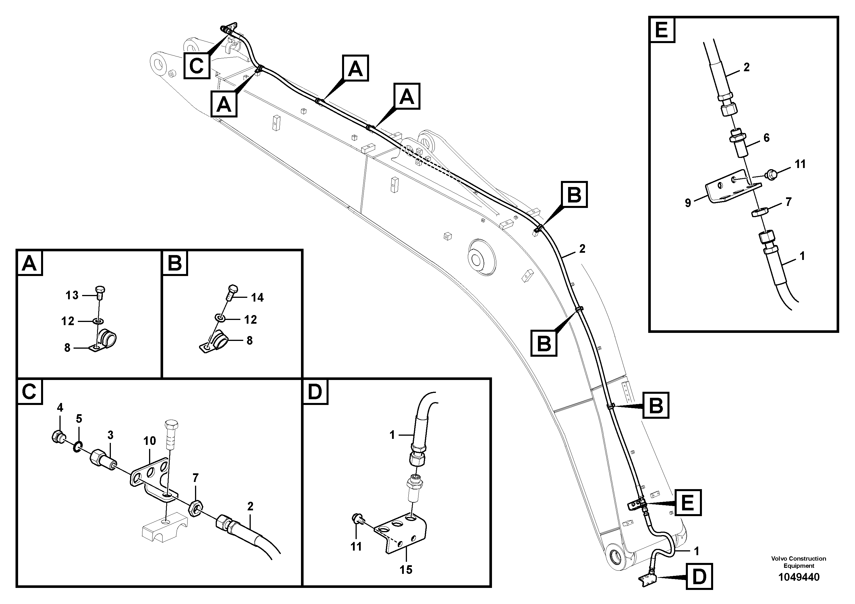 Схема запчастей Volvo ECR145C - 83264 Working hydraulic, oil leak on boom ECR145C
