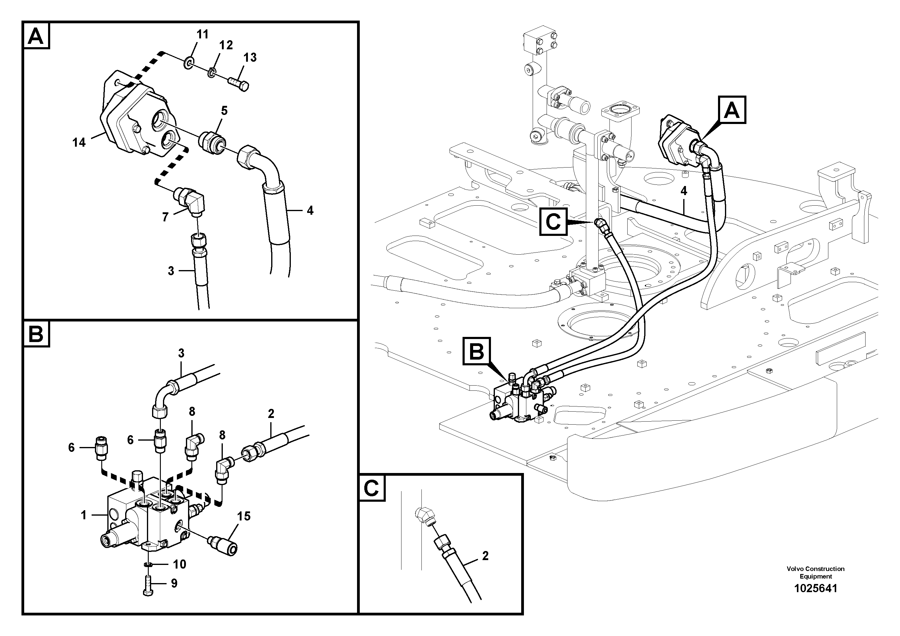 Схема запчастей Volvo ECR145C - 91671 Working hydraulic, slope and rotator on upper frame ECR145C