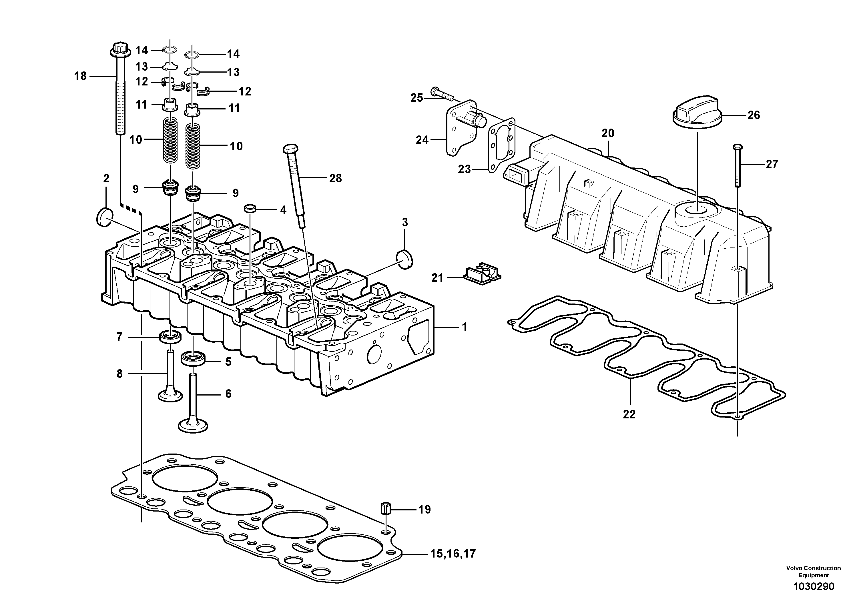 Схема запчастей Volvo ECR145C - 91447 Головка блока цилиндров ECR145C