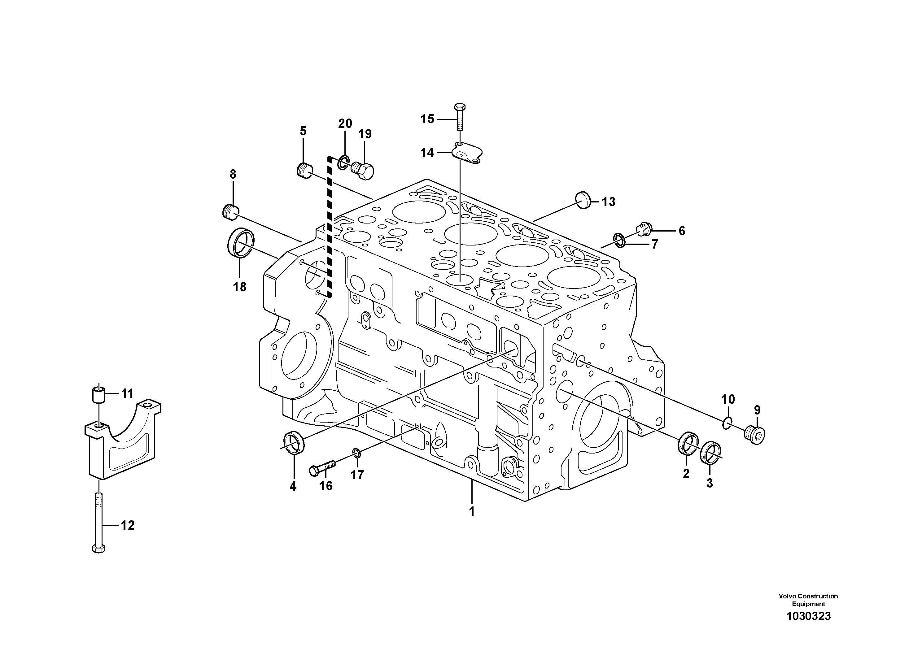 Схема запчастей Volvo ECR145C - 8883 Блок цилиндров ECR145C