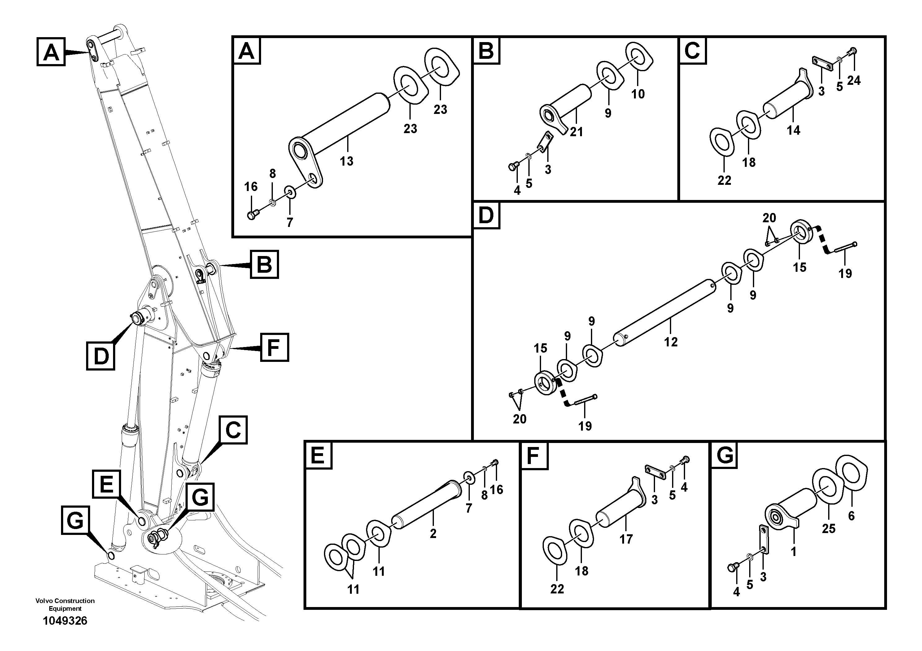 Схема запчастей Volvo ECR145C - 65419 Links to boom, adjustable ECR145C
