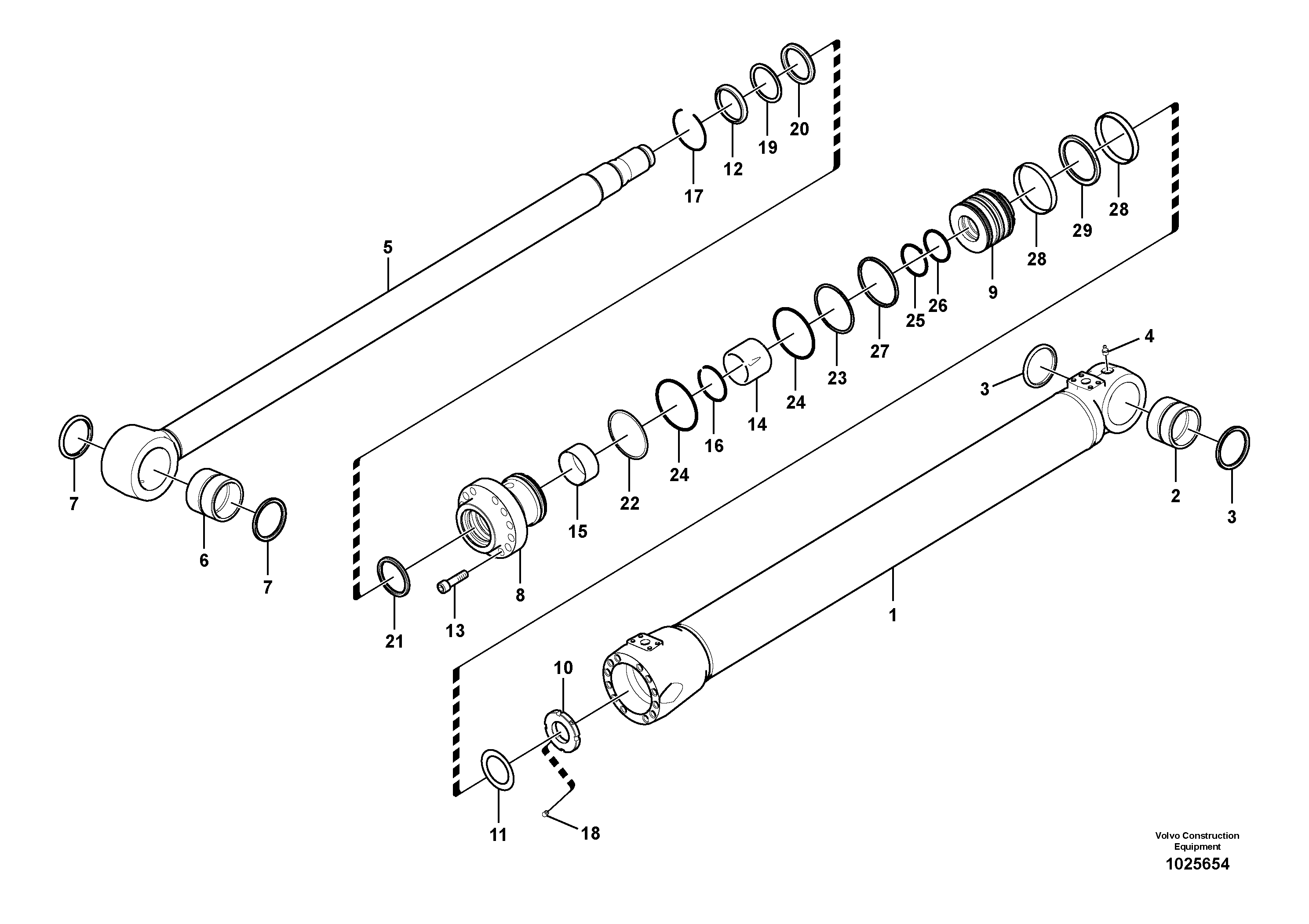 Схема запчастей Volvo ECR145C - 97625 Гидроцилиндр стрелы ECR145C