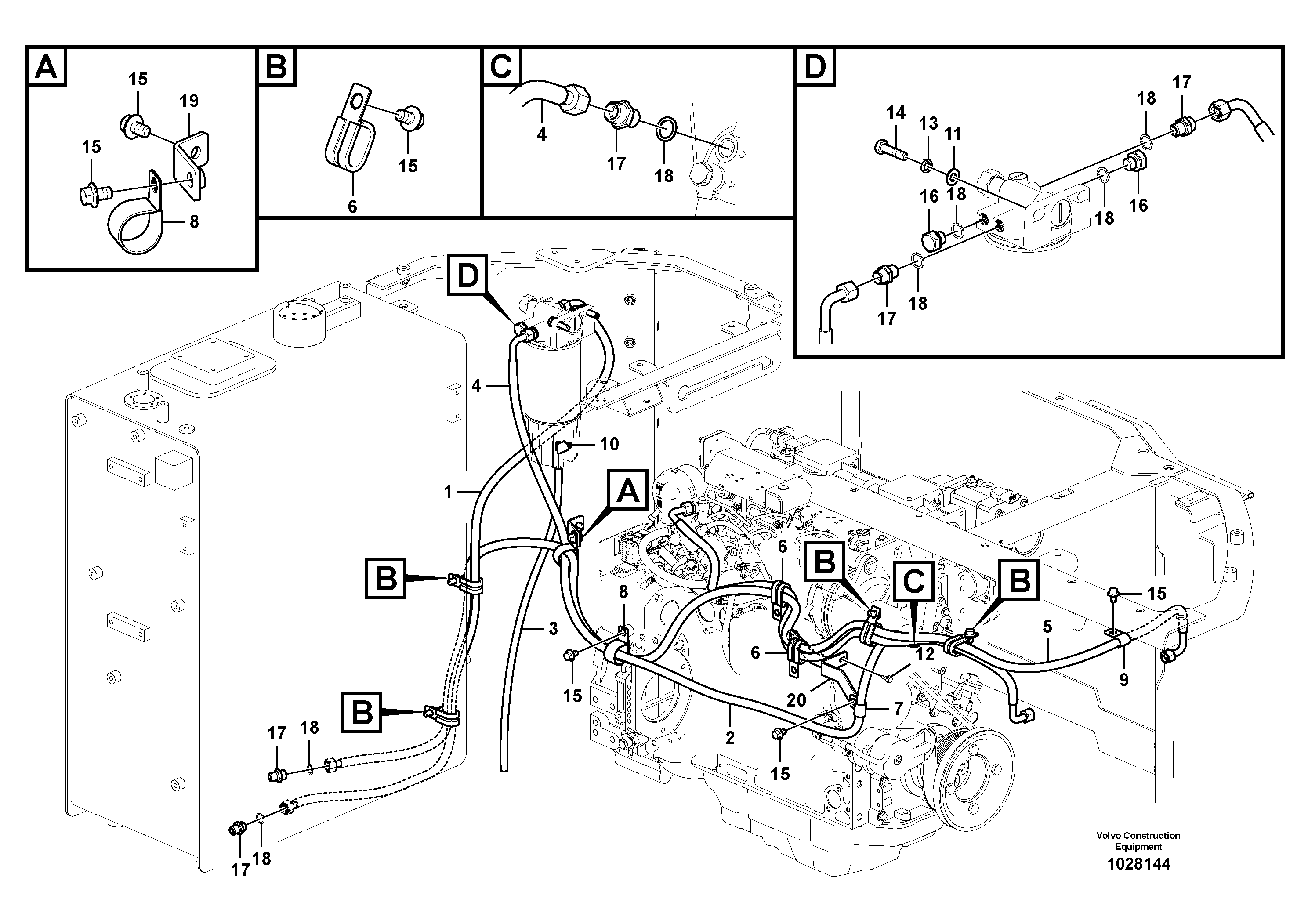 Схема запчастей Volvo ECR145C - 67231 Fuel pipe - Fuel tank ECR145C