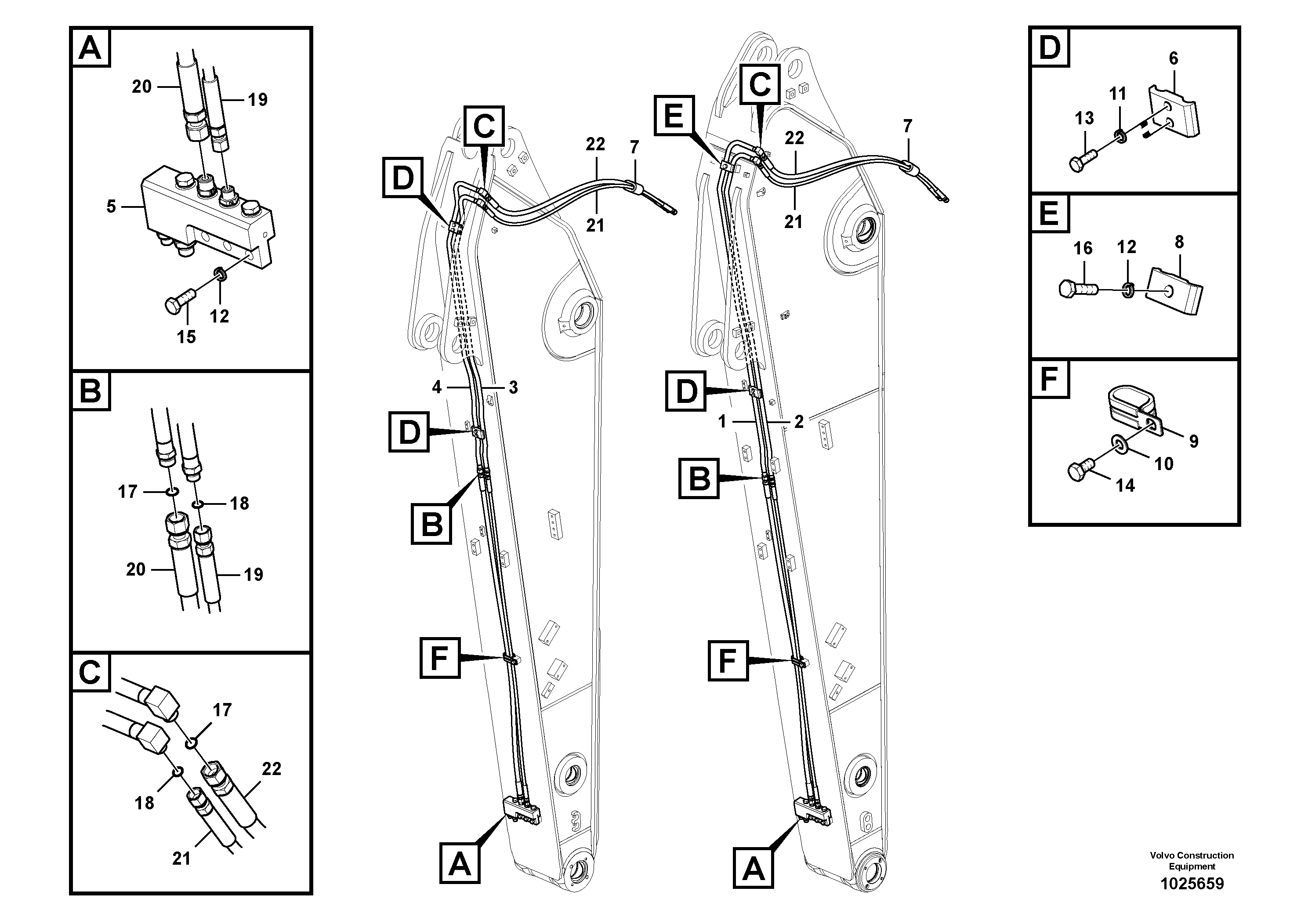 Схема запчастей Volvo ECR235C - 19980 Working hydraulic, quick fit on dipper arm ECR235C