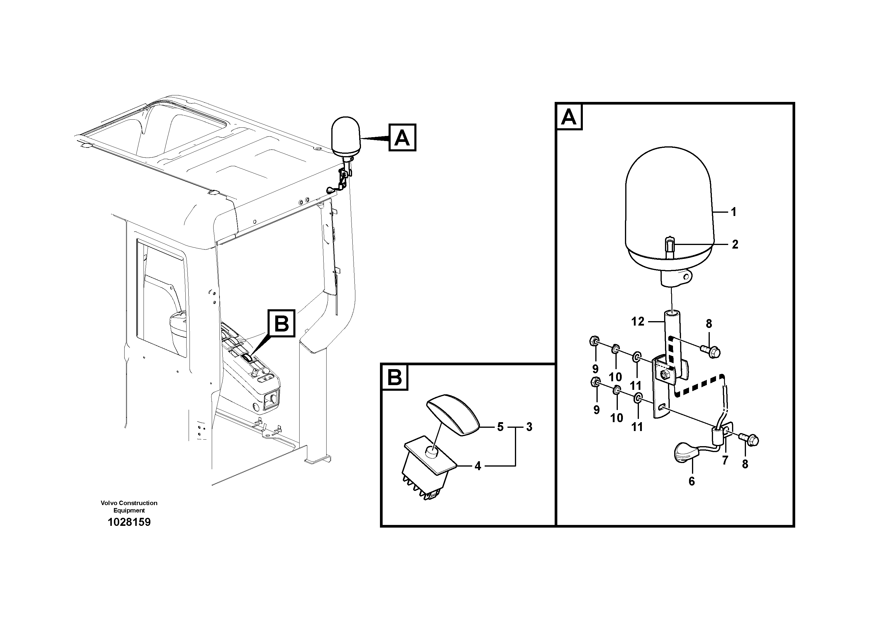 Схема запчастей Volvo ECR235C - 36935 Rotating beacon ECR235C