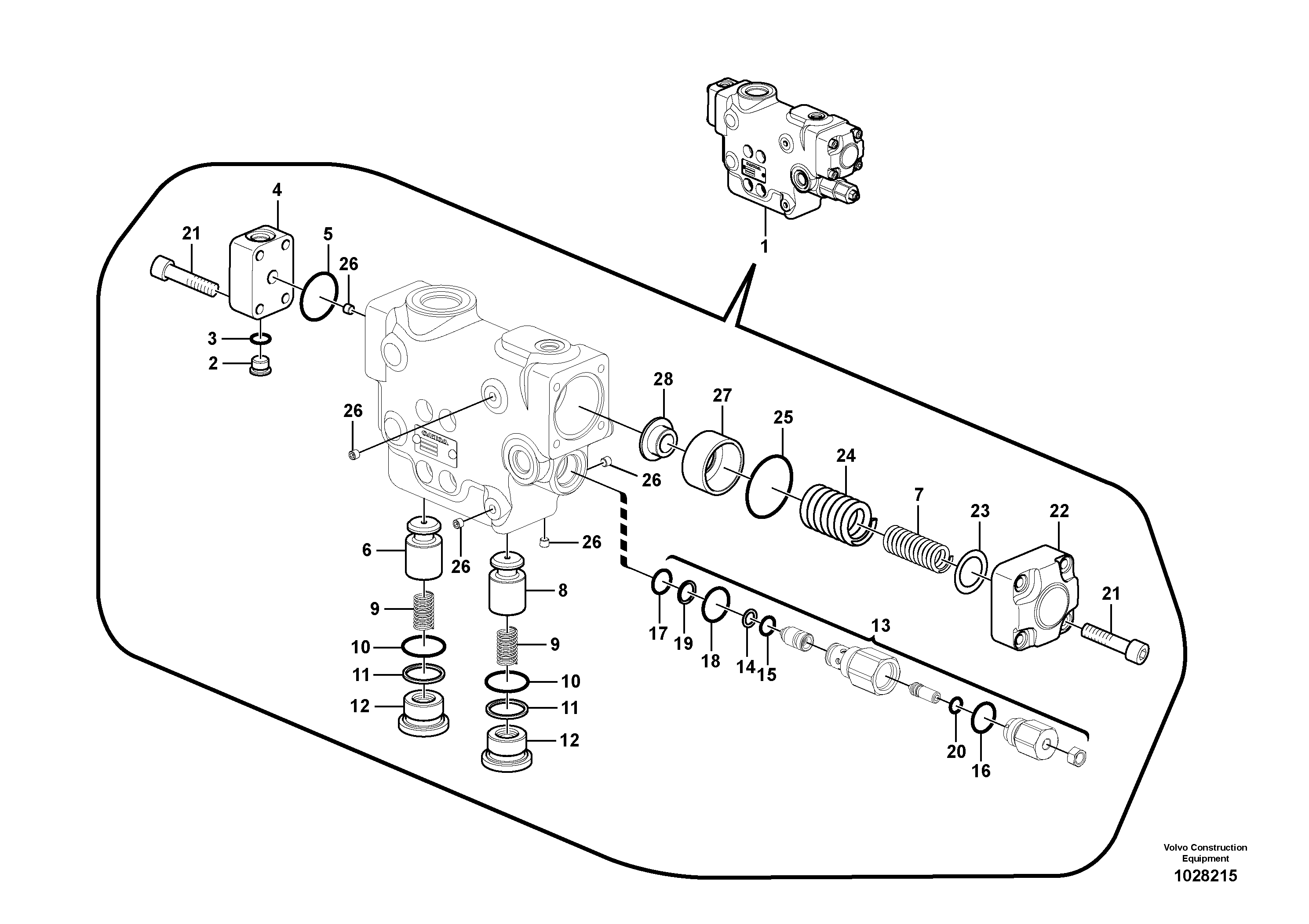 Схема запчастей Volvo ECR235C - 72117 Working hydraulic, dipper arm rupture valve mount ECR235C
