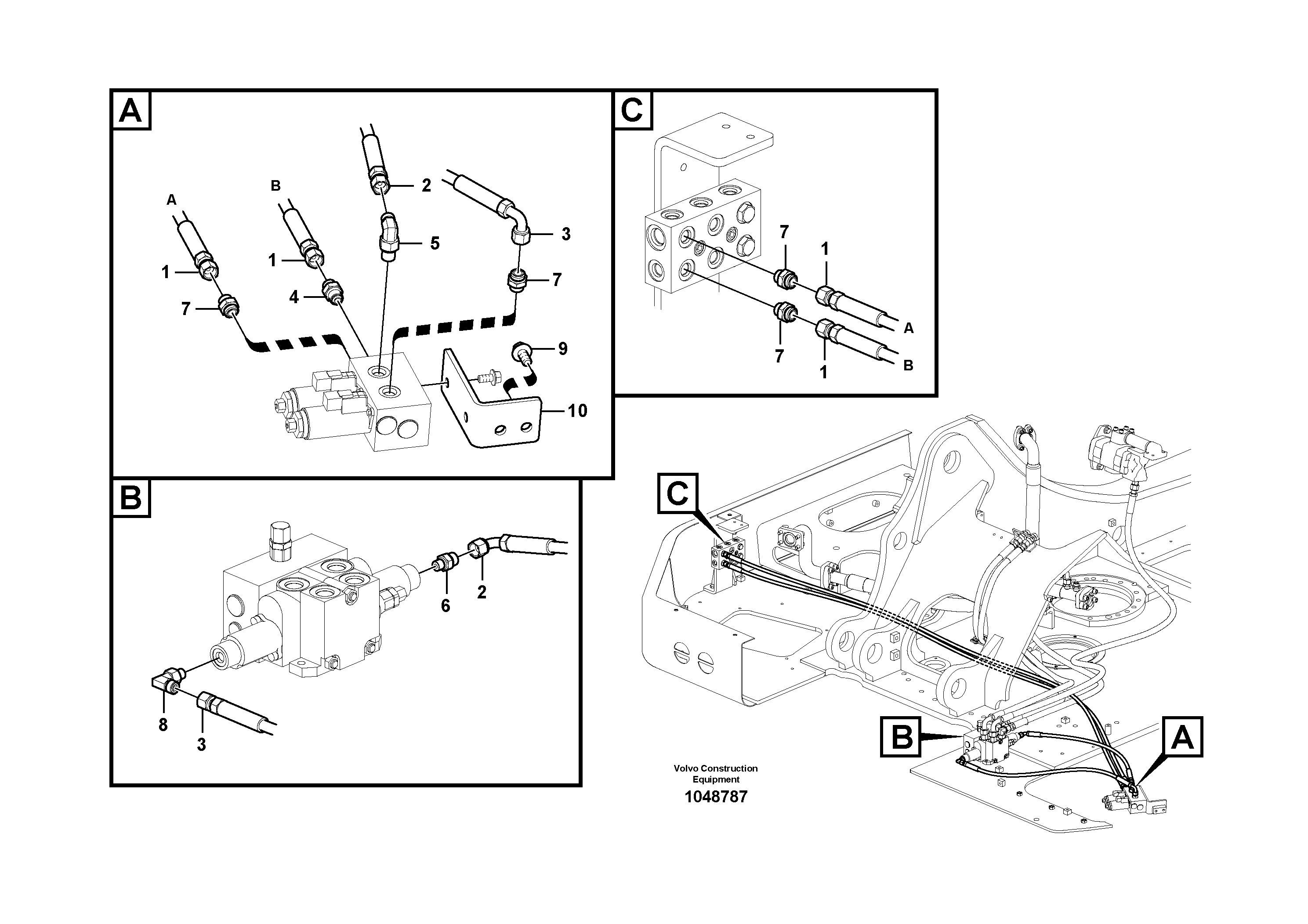 Схема запчастей Volvo ECR235C - 83883 Working hydraulic, slope and rotator on upper frame ECR235C