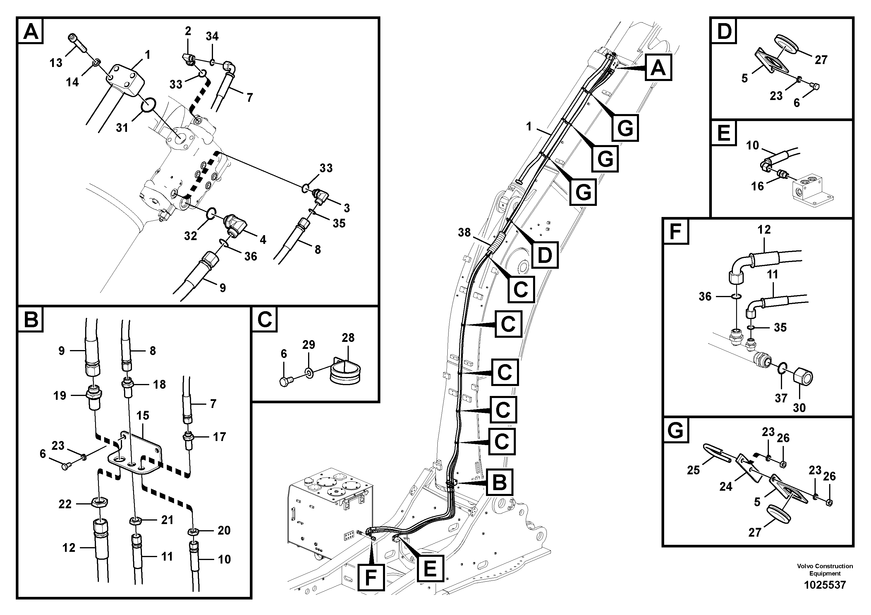 Схема запчастей Volvo EC700C - 69438 Working hydraulic, dipper arm rupture EC700C