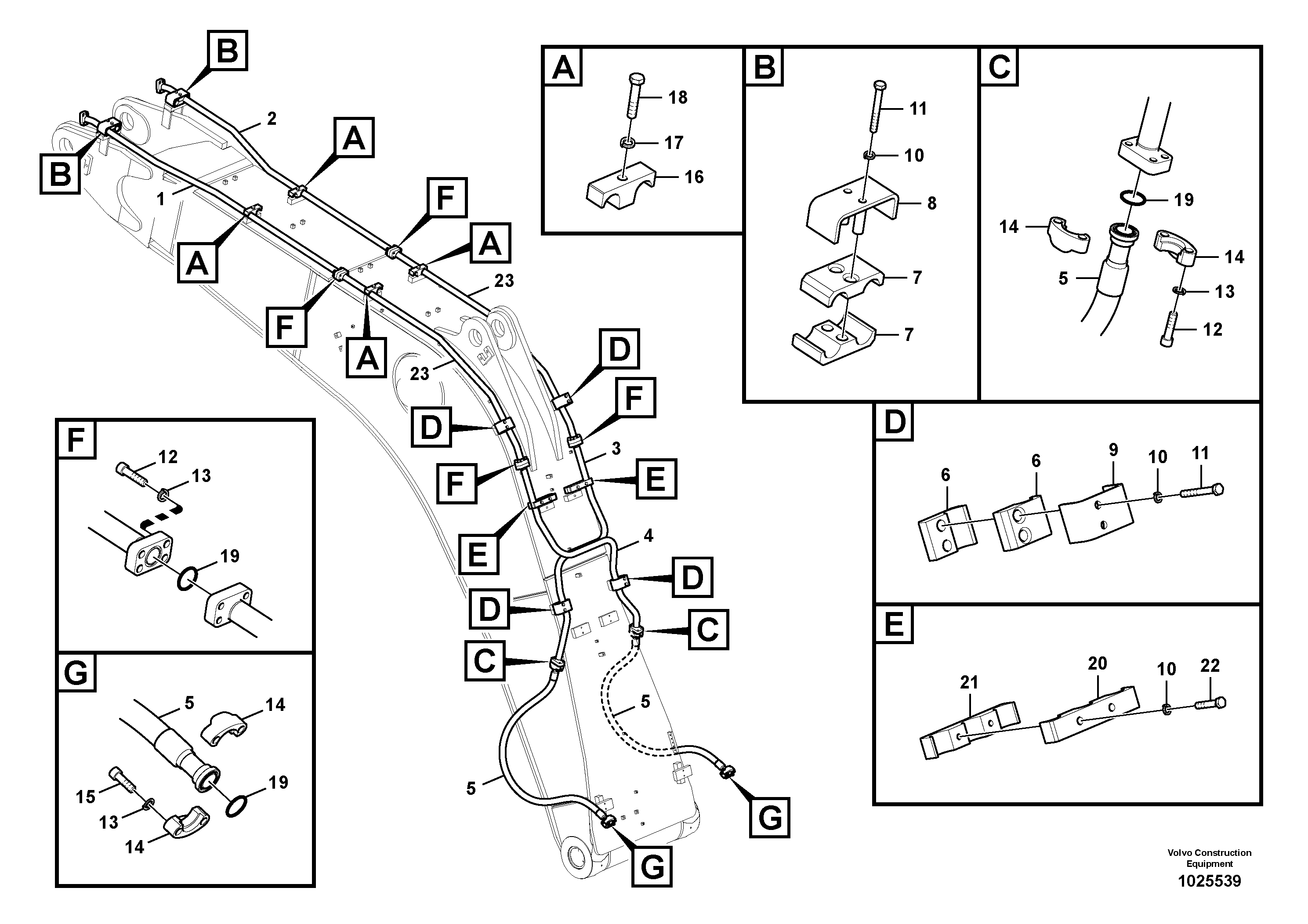Схема запчастей Volvo EC700C - 9166 Working hydraulic, hammer and shear for boom EC700C